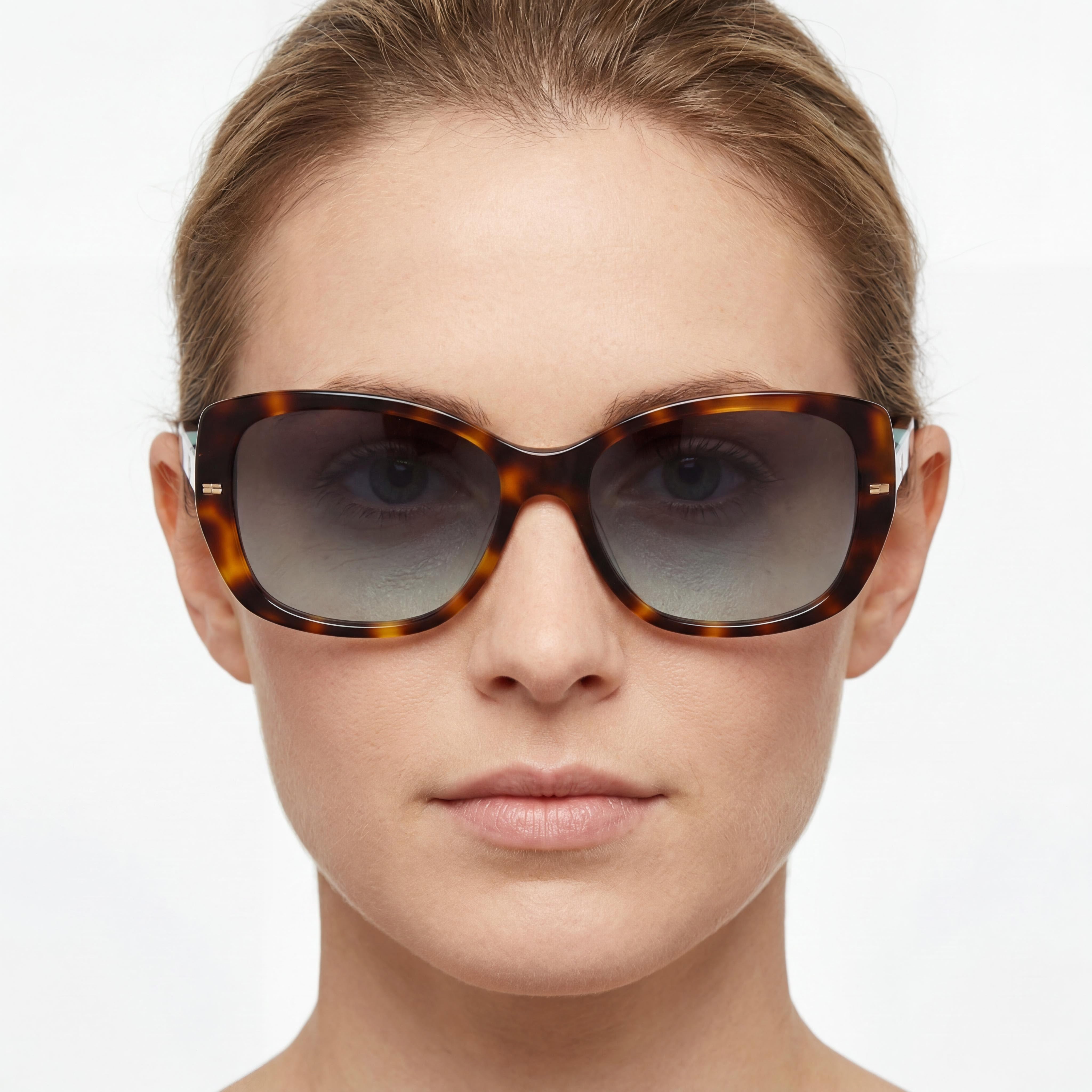 Gafas de sol Carolina Herrera Essential de acetato verde Habana para mujer, con lentes grises y verdes no polarizadas, 56 mm, Photo 3