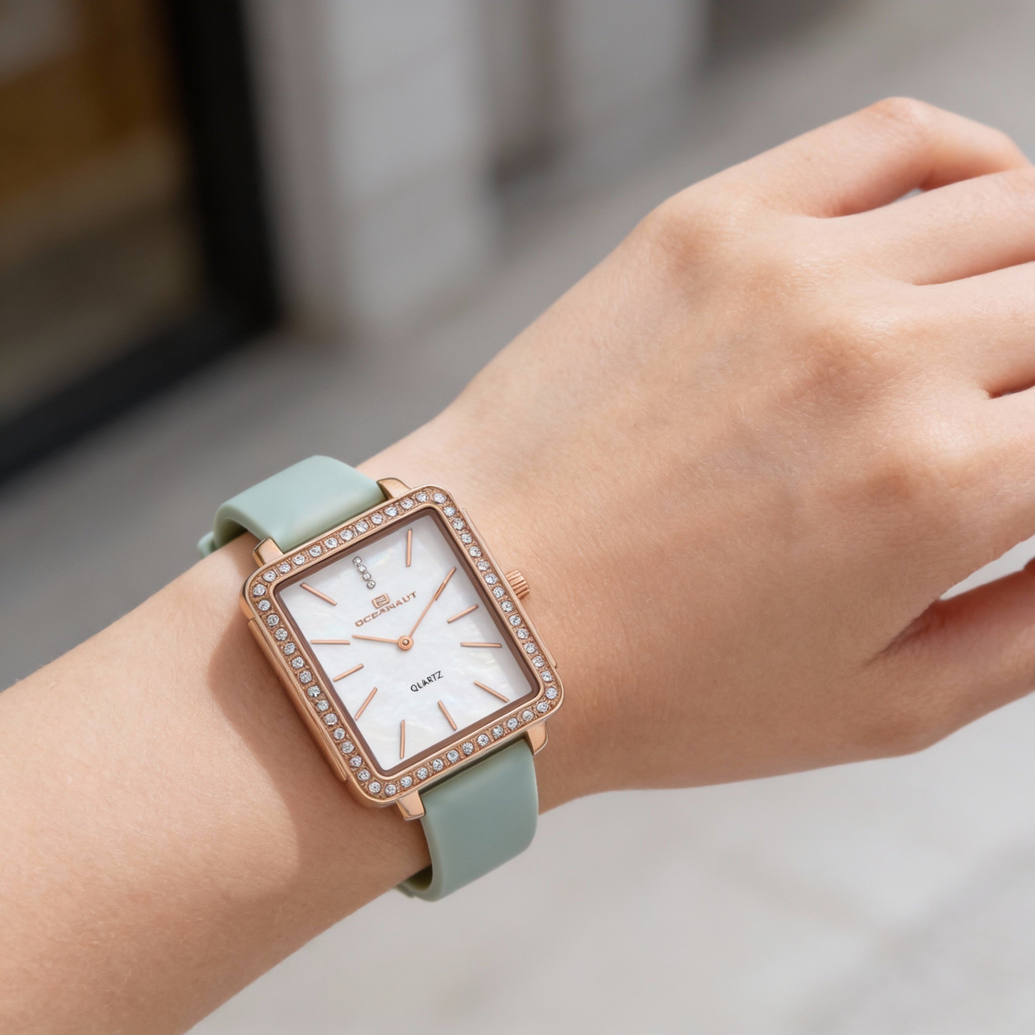 Oceanaut strap Women's - Green, White Dial, Chronograph, Quartz, 30m Water Resistant, Scratch Resistant Mineral Crystal, Photo 3