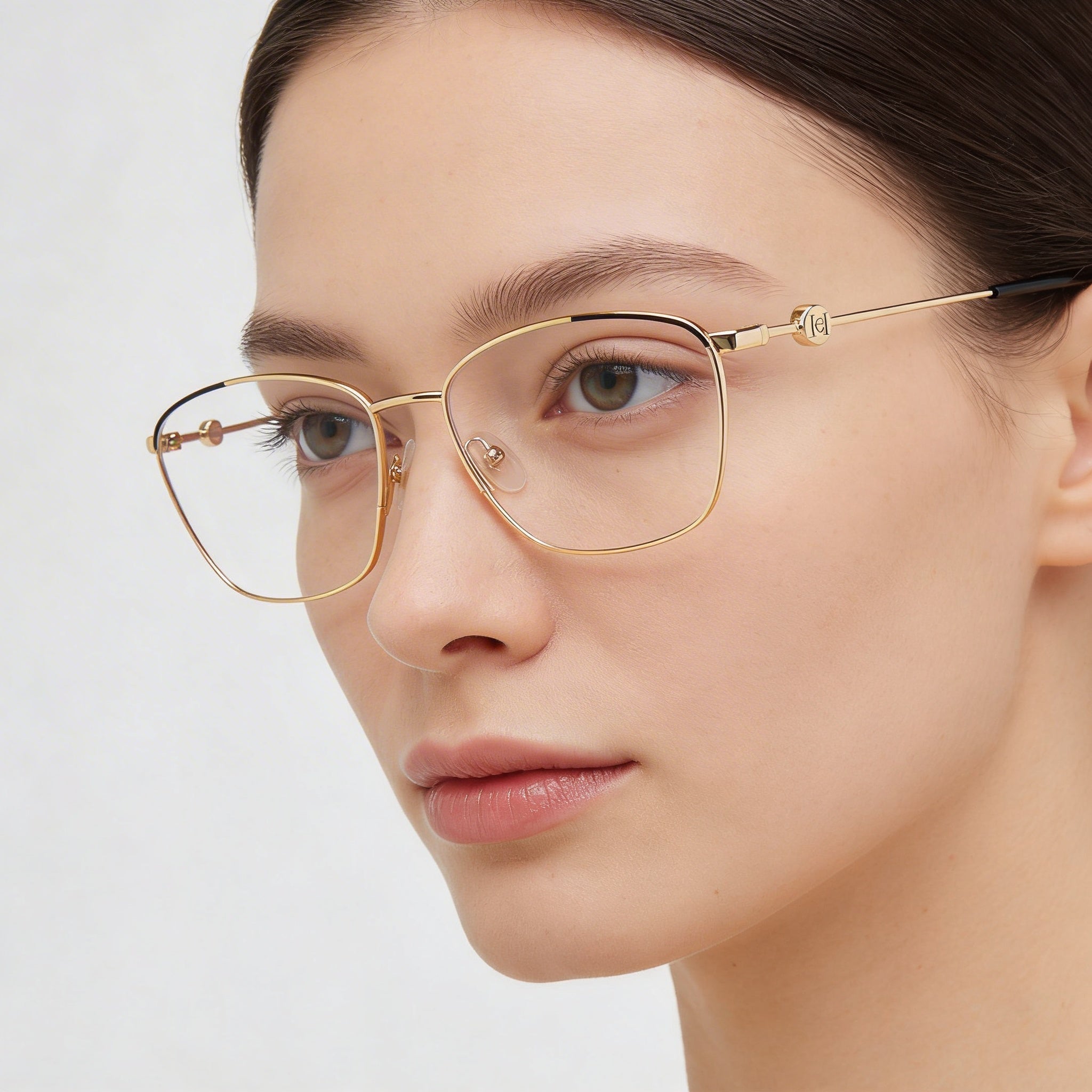 Carolina Herrera Modern Women's Full Rim Rectangular Gold Black Alloy Steel Eyeglasses Frame 57-16-145mm, Photo 3
