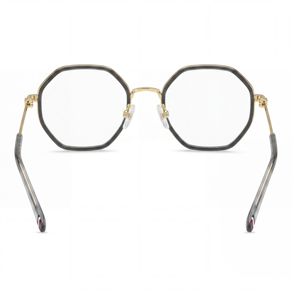 Gafas Tommy Hilfiger redondas geométricas de acero inoxidable para mujer con lentes de plástico transparente, gris 51-20-140
