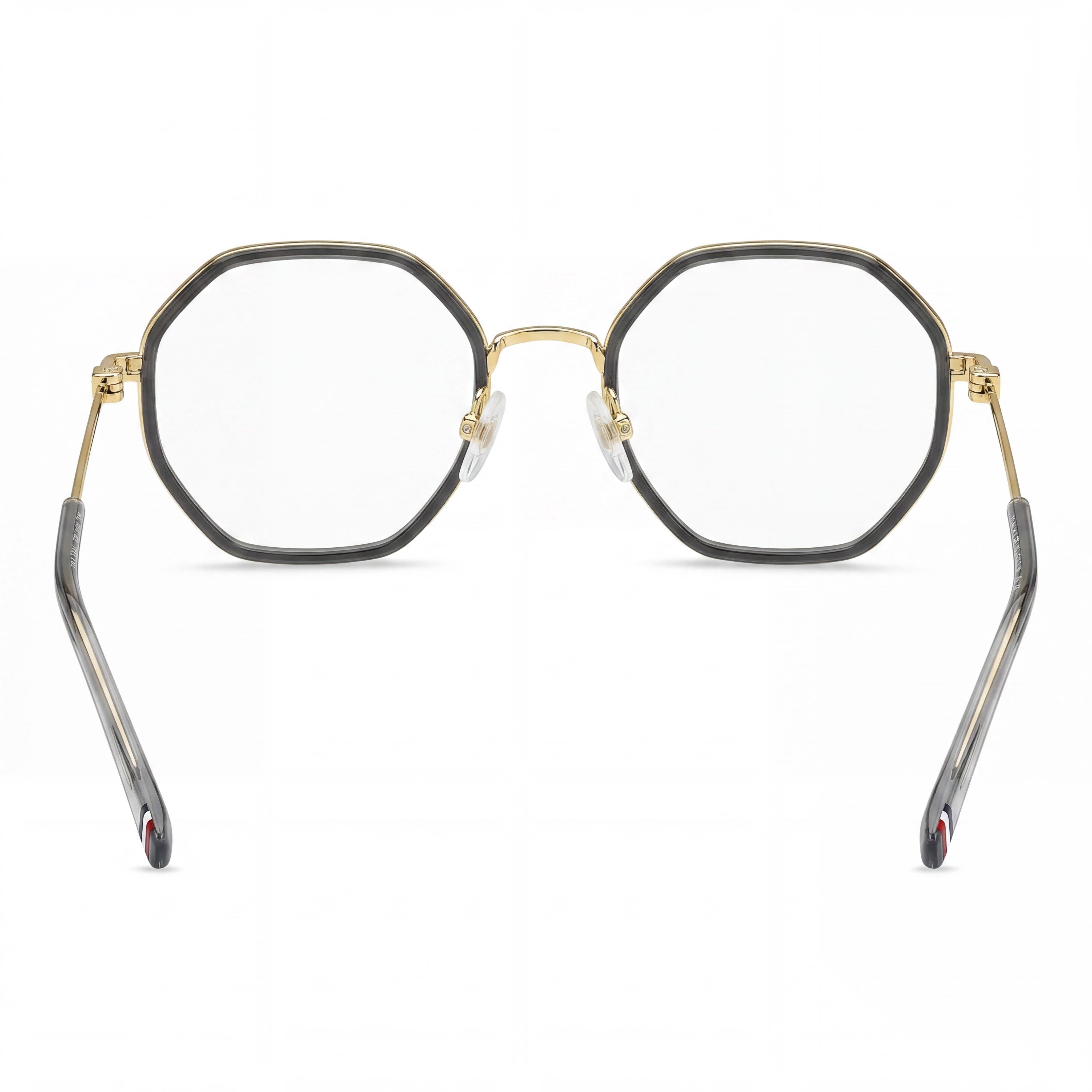 Tommy Hilfiger Women’s Round Geometrical Stainless Steel Eyewear with Clear Plastic Lenses Gray 51-20-140, Photo 3