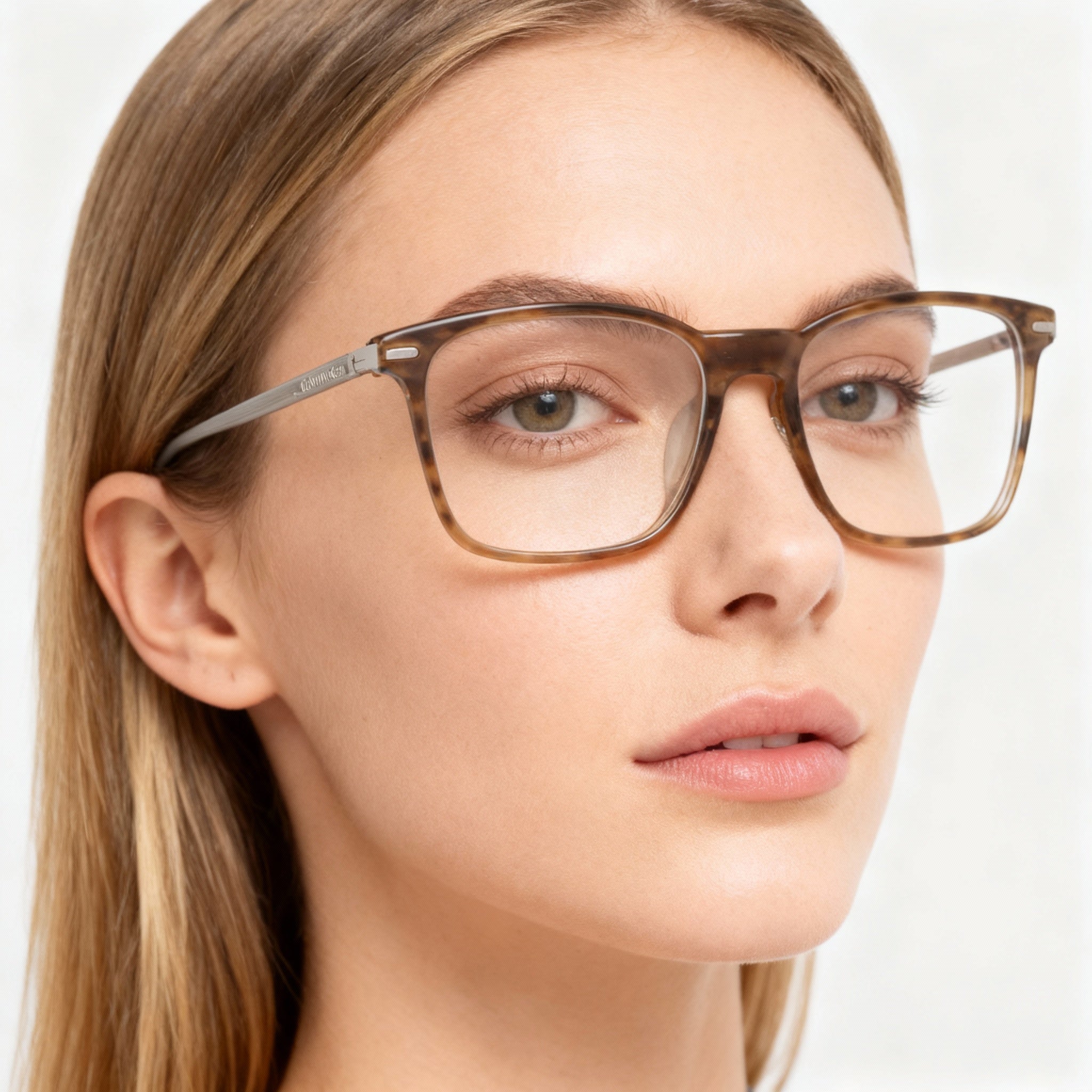 Calvin Klein CK22541 Women's Acetate Sunglasses with Striped Olive Frame and Lenses, Size 55mm, Photo 5