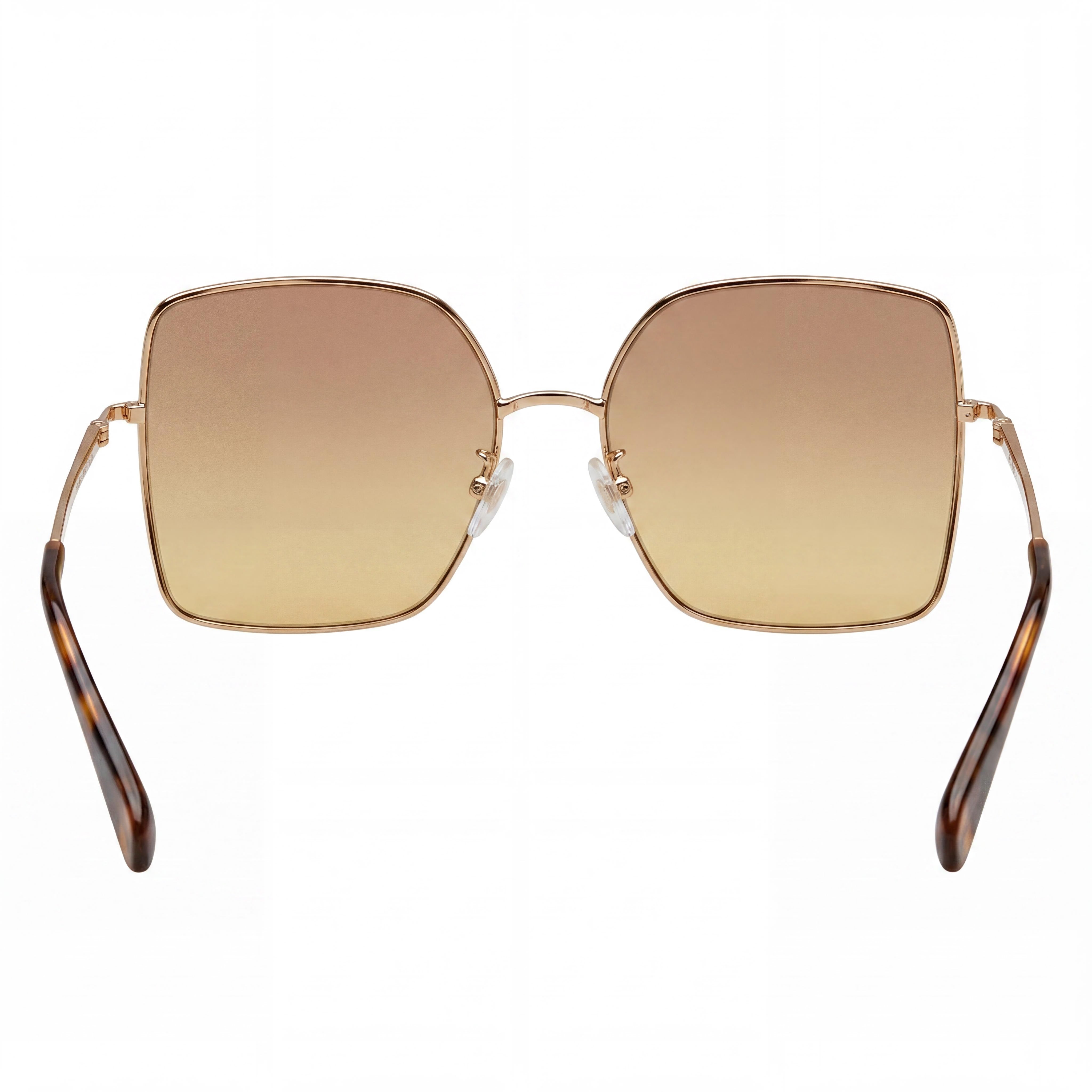 MaxMara Classic Women's Metal Square Sunglasses 59mm - Bright Gold Frame with Gradient Brown Lenses, Photo 4