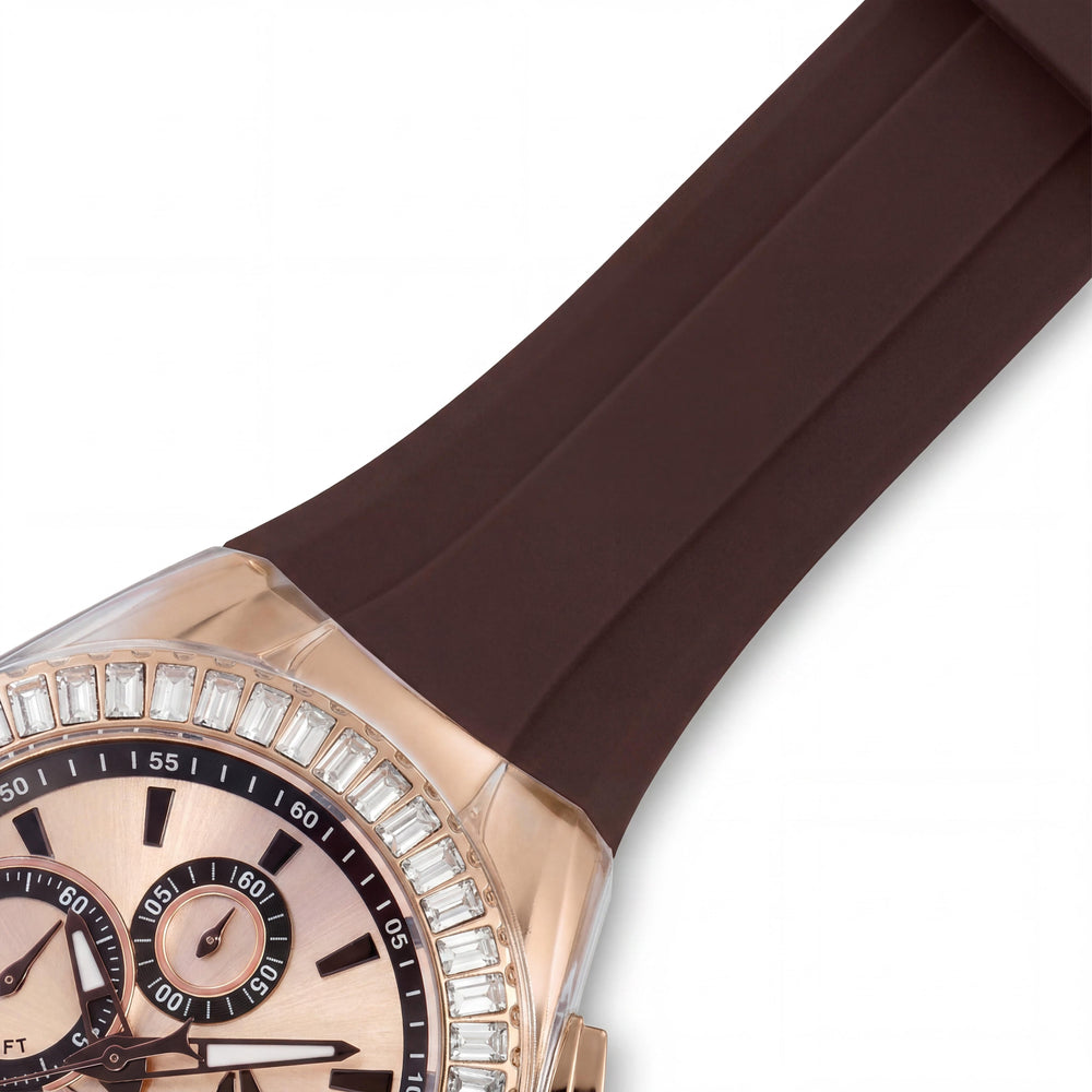 Reloj de Cuarzo Cronógrafo Unisex Technomarine Cruise TM-121166 45mm Correa de Silicona Oro Rosa Resistente al Agua 200m