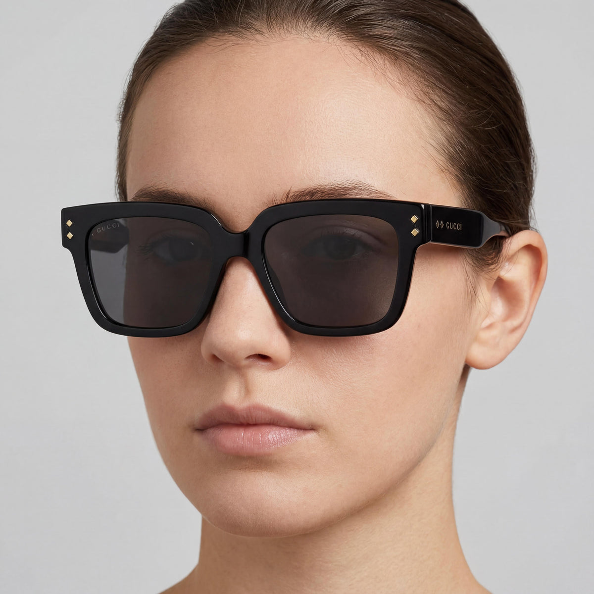 Gucci Gg1084s Gafas de sol unisex cuadradas de aluminio brillante negro sólido con protección UV 18/54/145mm, Photo 3