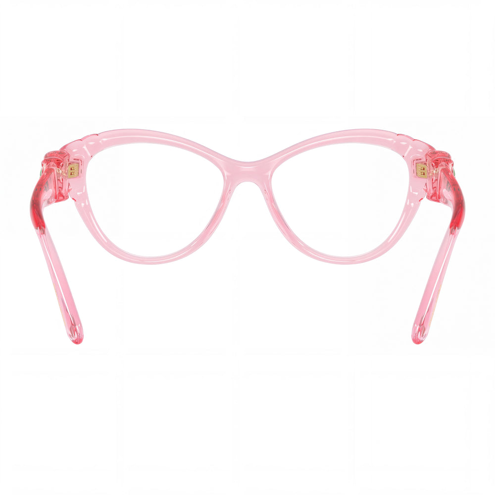 Montura de gafas graduadas Swarovski Sk2057 para mujer estilo ojo de gato, plástico rosa transparente 53-16-140