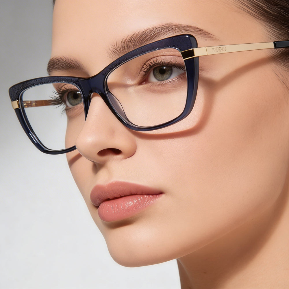 Guess Gu50246 Women's Shiny Blue Plastic Frame Non- Lenses Eyewear Lens Width 50mm Bridge 16mm Temple 140mm
