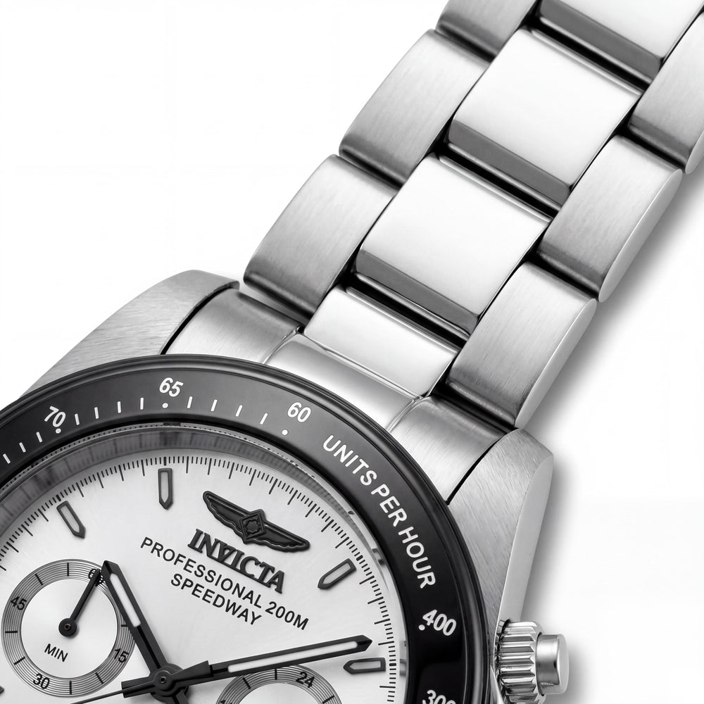 Invicta Speedway Colección Pulsera 26111 Unisex 39mm Acero Inoxidable Esfera Plateada Reloj Que Brilla En La Oscuridad