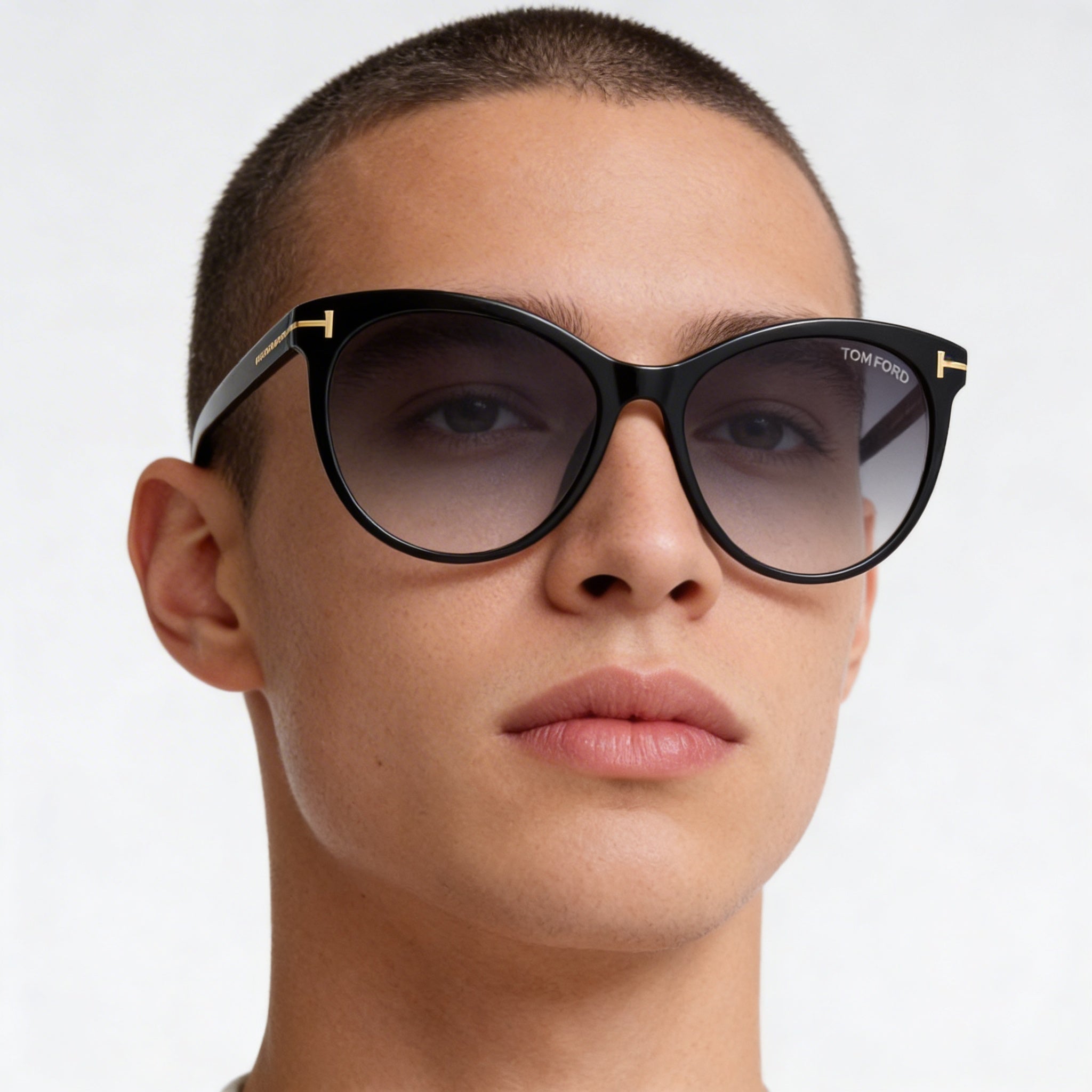 Gafas de sol unisex Tom Ford Maxim TF787 de plástico negro brillante con degradado gris y UV400, redondas y modernas, de 59 mm, Photo 3