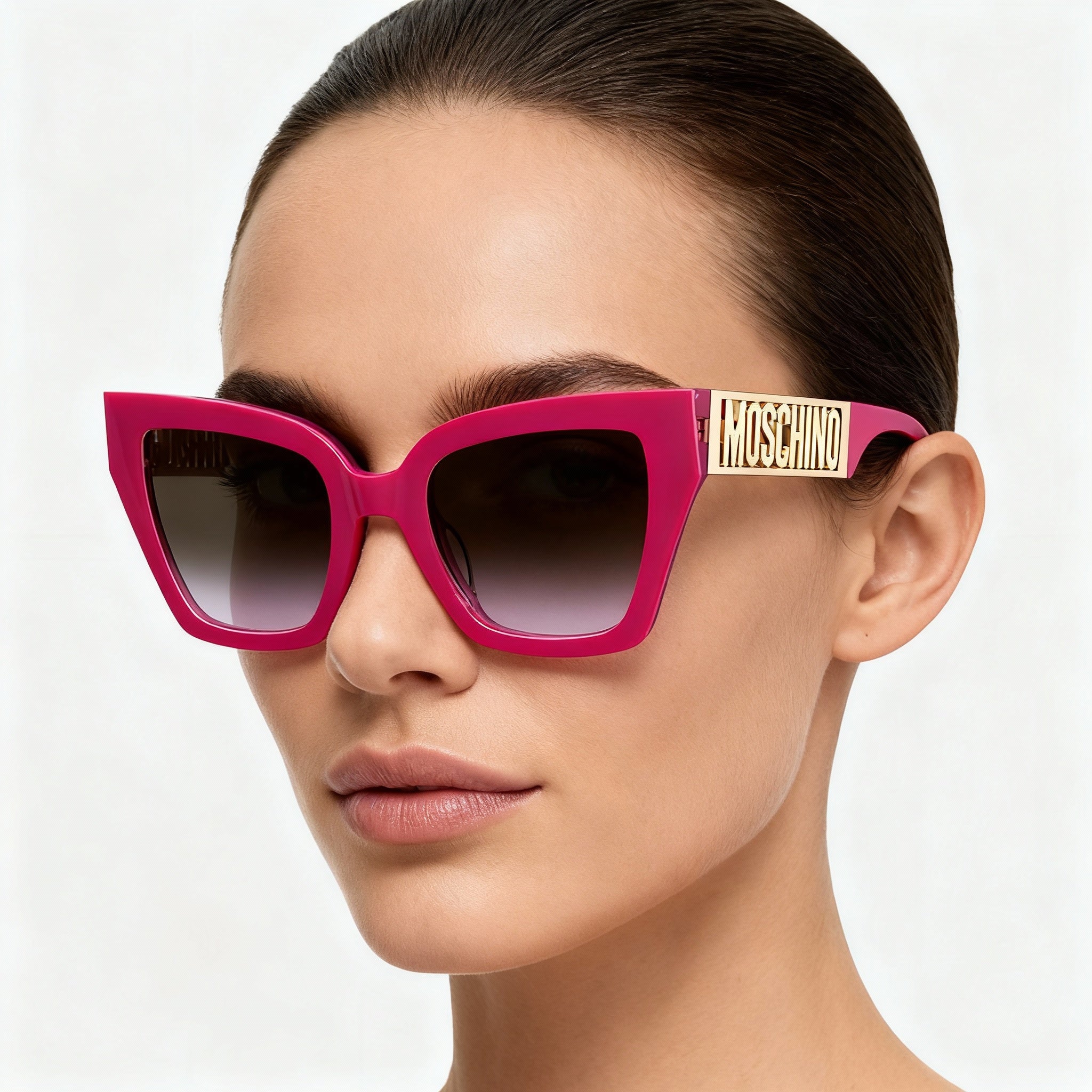 Moschino MOS161/S Women's Casual Acetate UV Protection Sunglasses with Fuchsia Brown Purple Frame and Brown Violet Lenses, 53mm, Photo 4