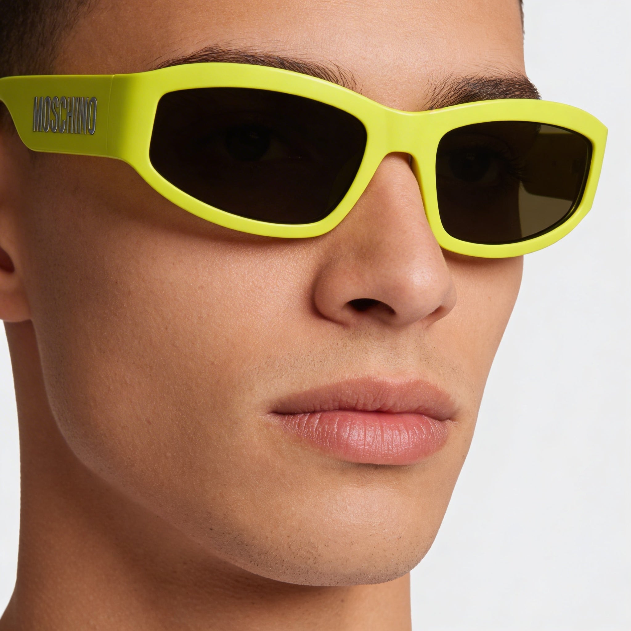 Moschino Men's MOS164/S Rectangular Matte Lime Green Polyamide Sunglasses 60mm 100% UV, Photo 5