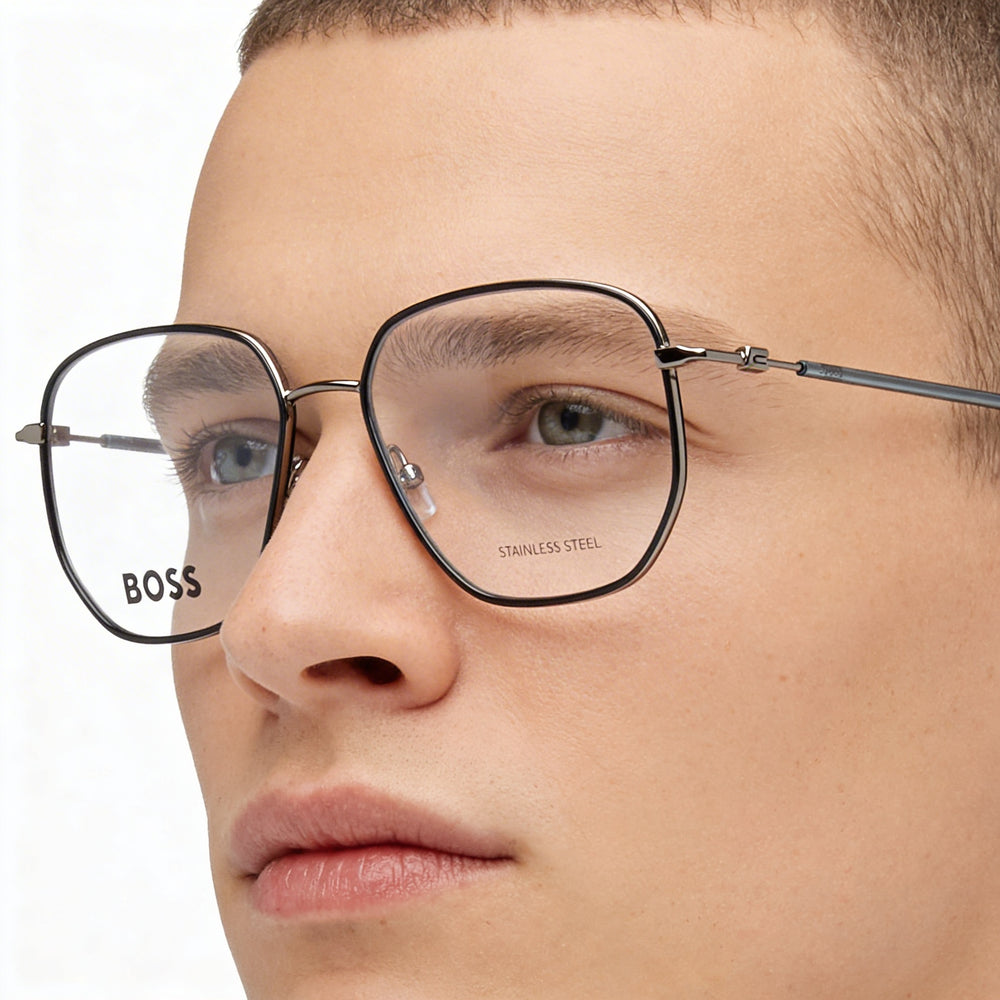 Gafas de sol unisex modernas Hugo Boss con montura de aleación de acero, no polarizadas, color petróleo rutenio oscuro, 53 mm