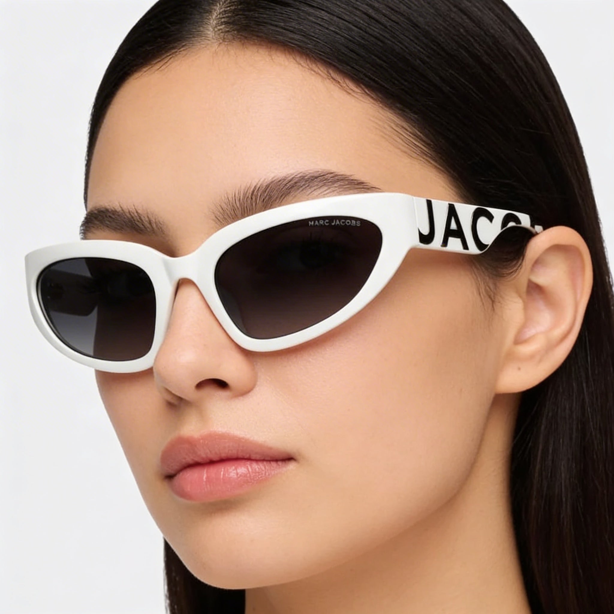Marc Jacobs Marc 738/S Women's White Black Dark Grey Shaded Non-Polarized Cellulose Prop. Sunglasses 61mm, Photo 3