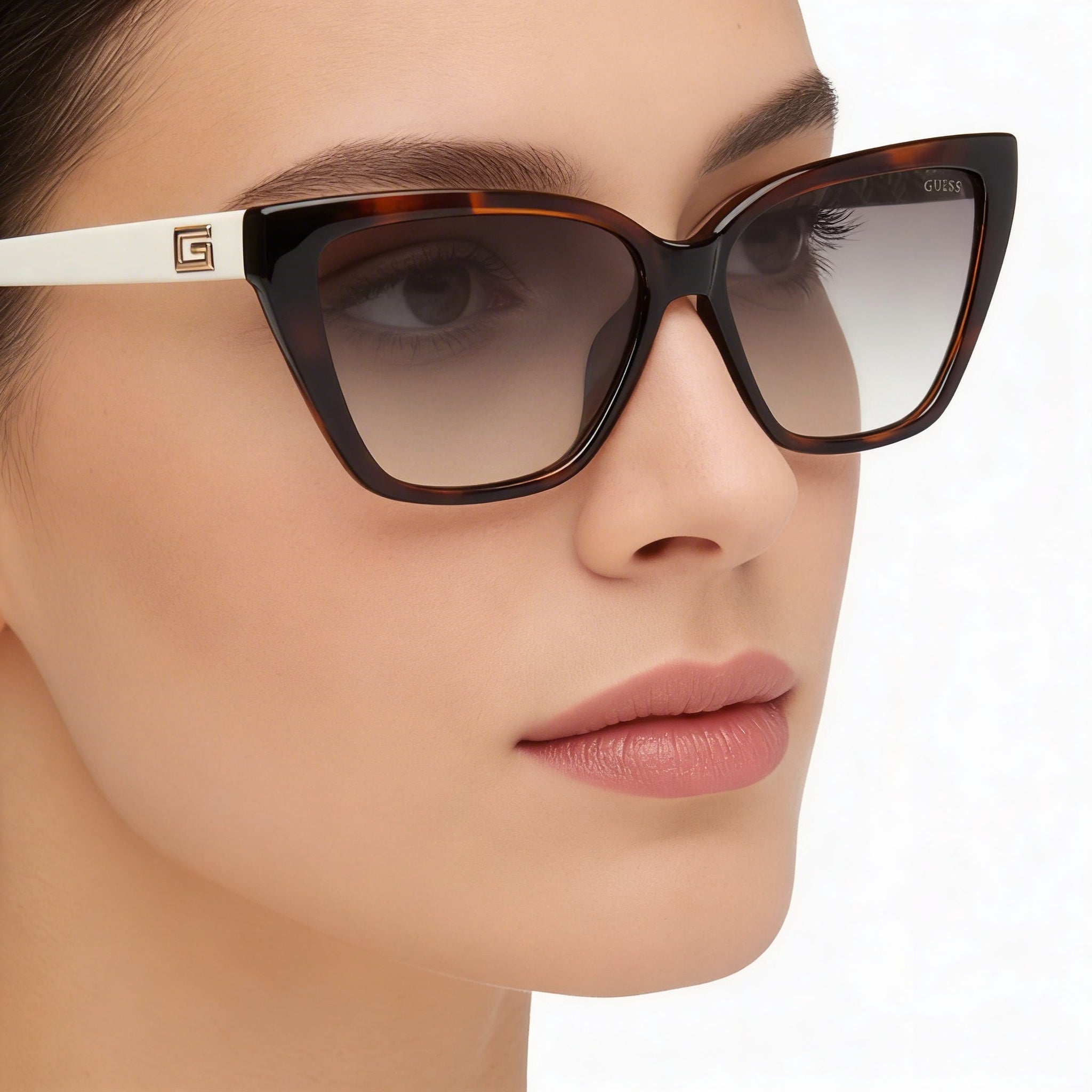 Gafas de sol GUESS GU7919/S Cat-Eye para mujer con protección UV, montura de acetato color habana oscuro y lentes verdes degradadas de 58 mm, Photo 5