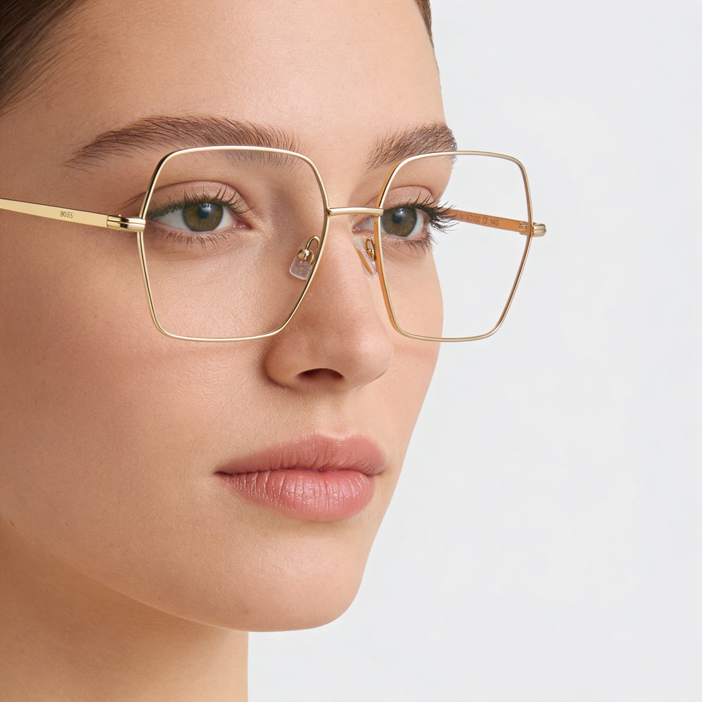 Hugo Boss Casual Women's Black Gold Stainless Steel Frame Clear Lens Optical Eyeglasses Lens Width 54mm