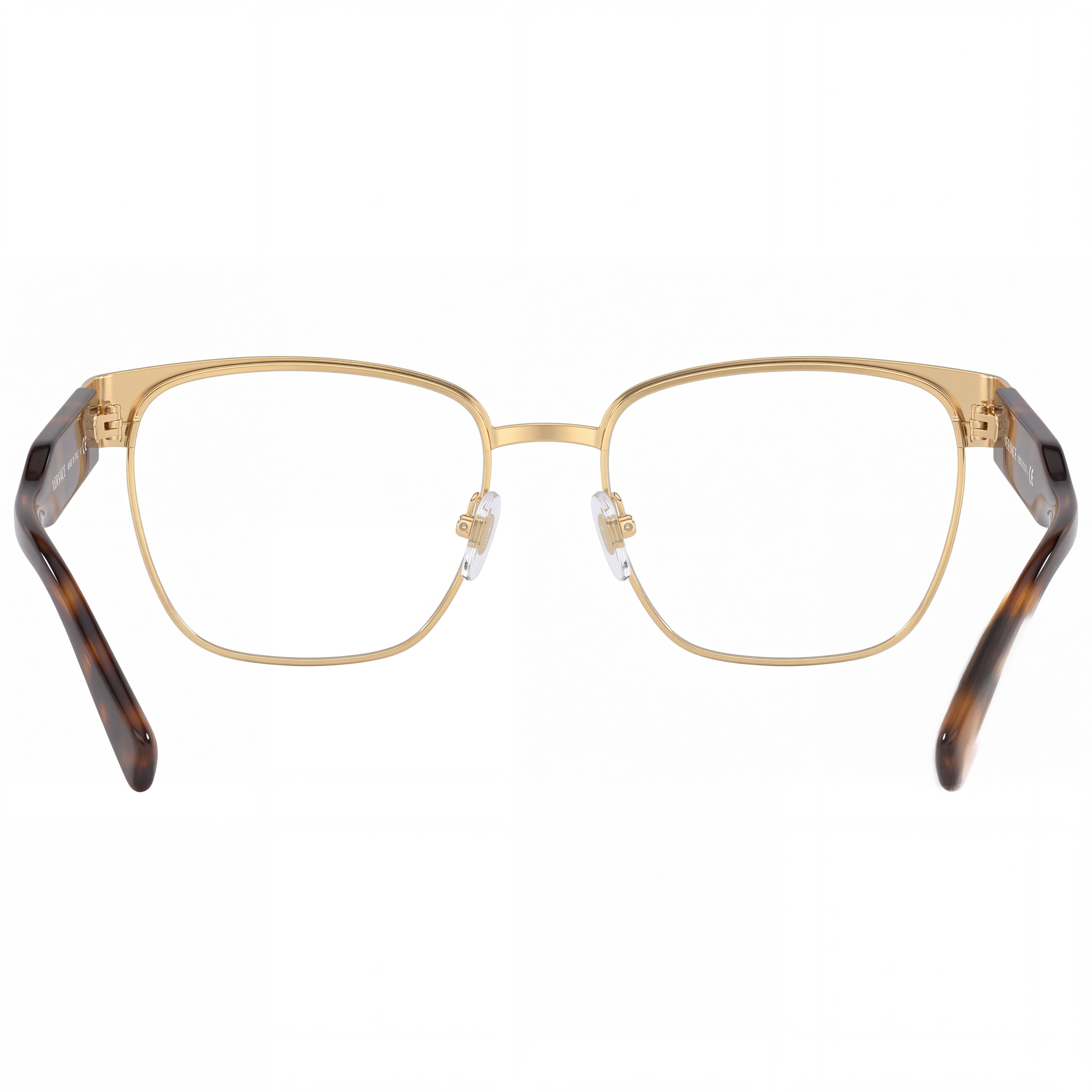 Versace Ve 1264 Men's Gold Havana Metal Frame Browline Full Rim Square Eyeglasses 54mm Lens Width, Bridge 18mm, Photo 3