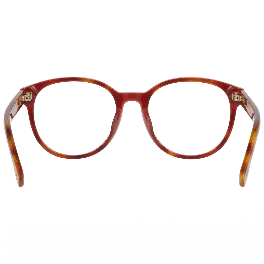 Dior Women's Havana Burgundy Plastic Eyeglasses with Demo Lenses, 53mm Lens Width, 18mm Bridge, 145mm Temple Arms