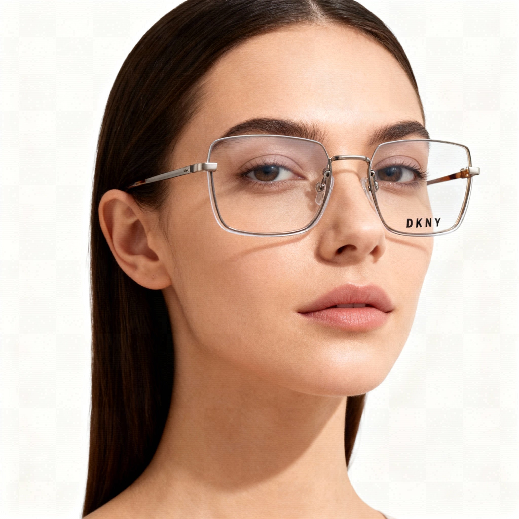 DKNY DK1001 Women's Lightweight Metal Half-Rim Square Optical Eyeglasses with Rose Gold Frame, Lens Width 54mm, Bridge 17mm, Temple 135mm, Photo 5