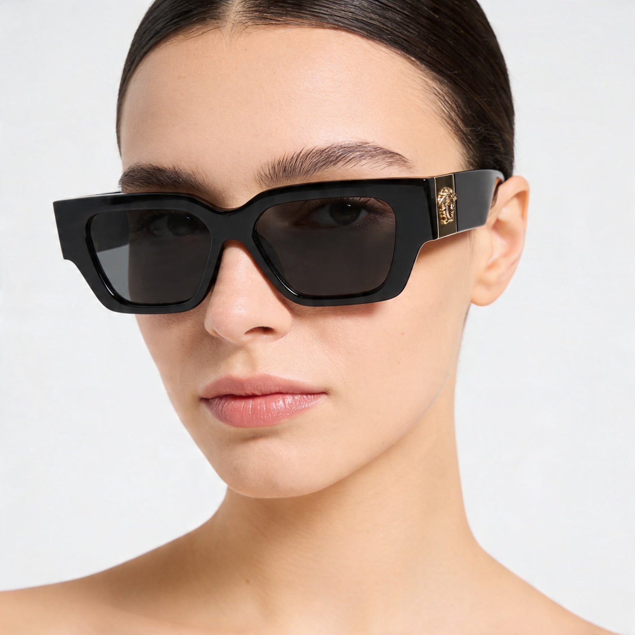 Gafas de sol inyectadas negras clásicas Versace para mujer 53 mm, Photo 5