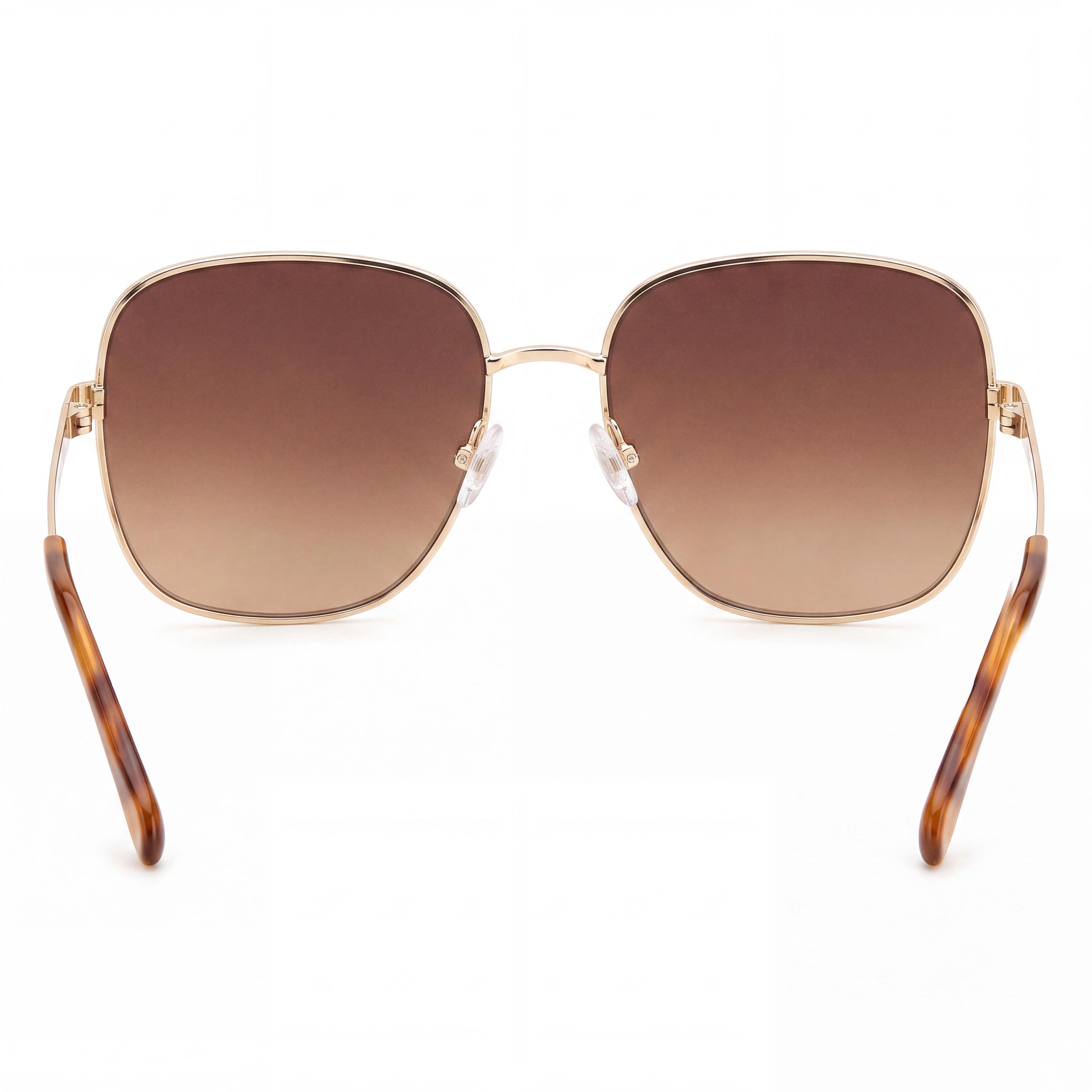 Gafas de sol Fossil Fos 2133/G/S para mujer, cuadradas de metal dorado havana, lentes marrones degradadas no polarizadas de 55 mm, Photo 4
