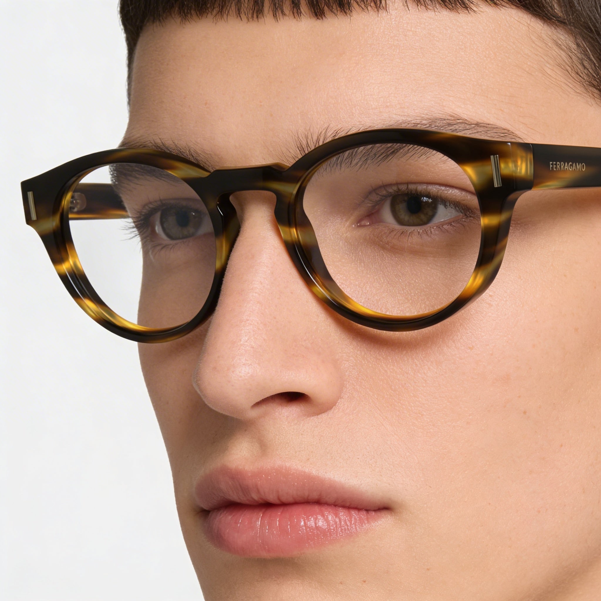 Ferragamo SF2998 Gafas de sol unisex de acetato marrón a rayas estilo moderno sin polarizar 50 mm, Photo 5