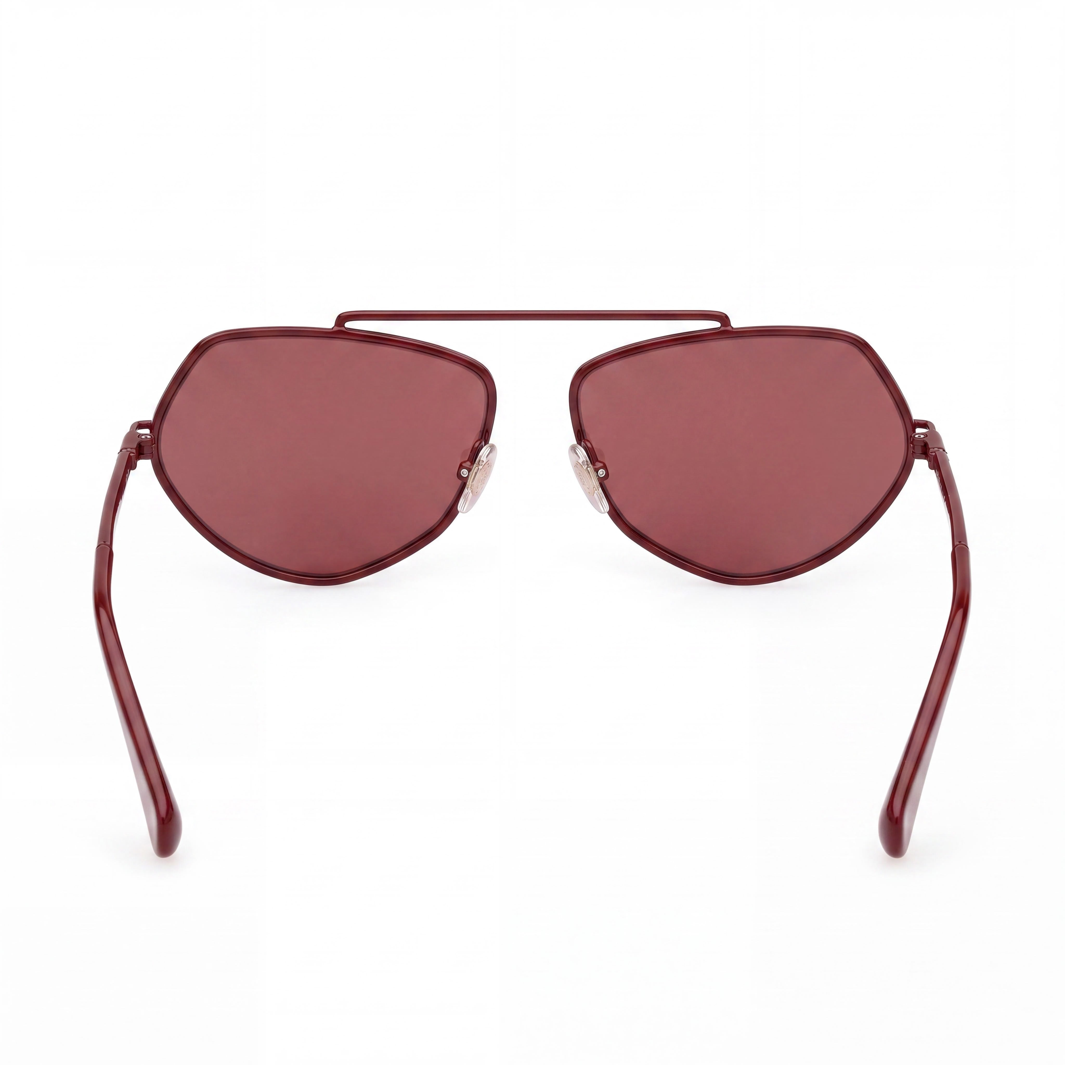 Gafas de sol MaxMara casual para mujer con montura metálica, color burdeos brillante, lentes burdeos, 60 mm, Photo 3