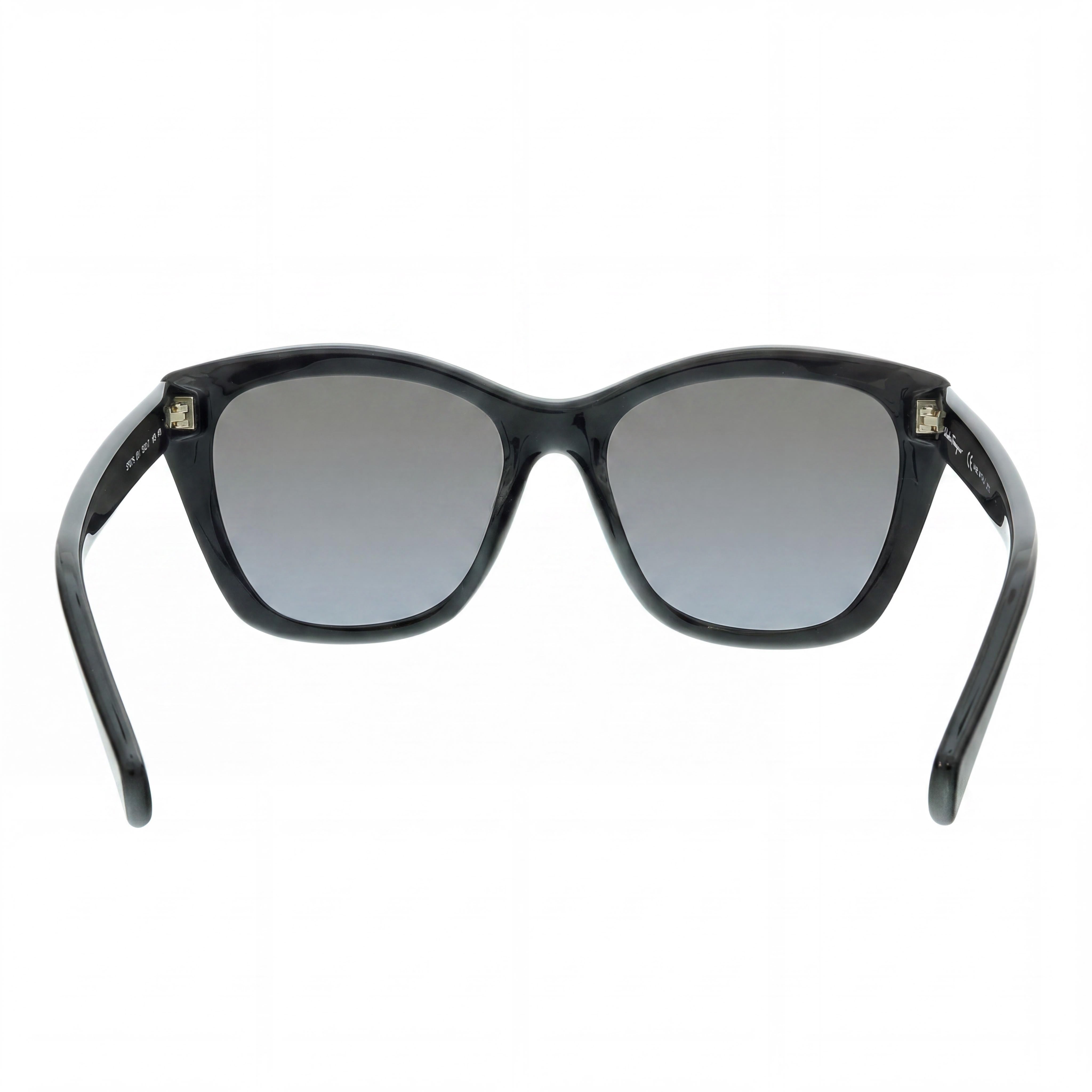 Salvatore Ferragamo SF957S Women's Black Plastic Cat Eye Grey Gradient 100% UV Protection Non-Polarized Sunglasses 56mm, Photo 3