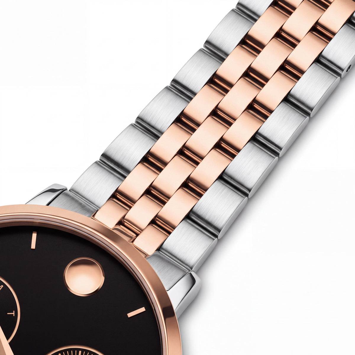 Movado Men's Museum Classic Chronograph Watch, 42mm, Silver Gold Black Two-Tone Stainless Steel Bracelet, Photo 3