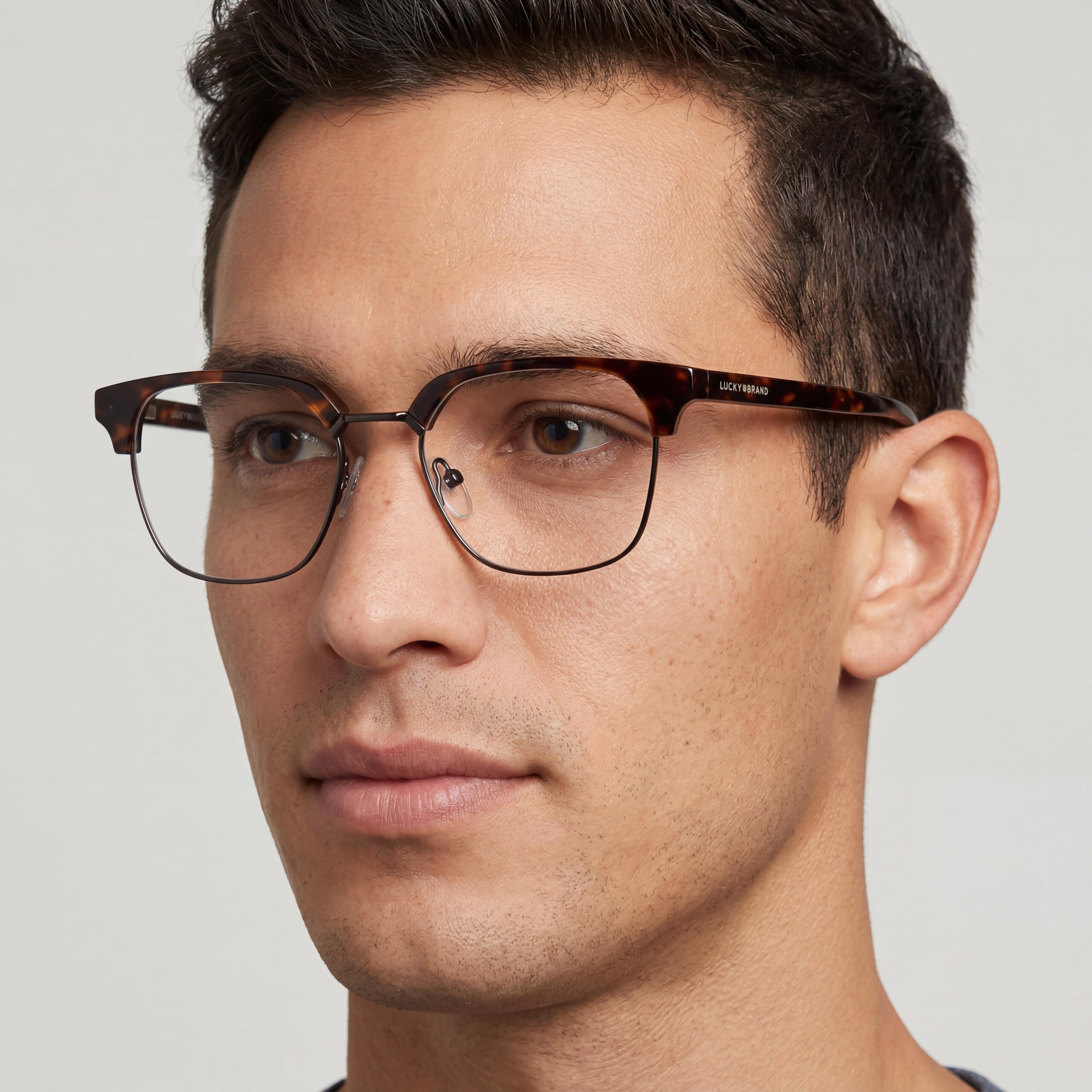 Lucky Brand Vlbd133 Men's Dark Havana Black Frame Lightweight Eyewear with 52mm Lens Width, 18mm Bridge Width, 140mm Temple Length, Photo 4