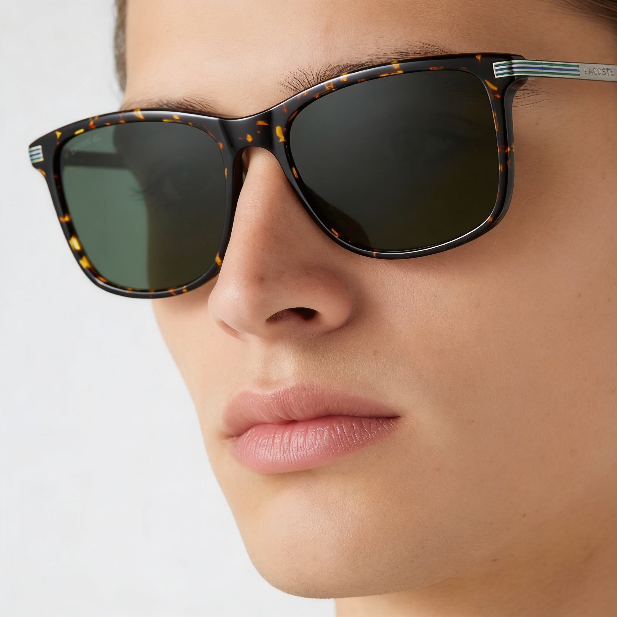Lacoste Unisex Classic Rectangular Dark Havana Plastic Frame UV Protection Sunglasses 56mm, Photo 3
