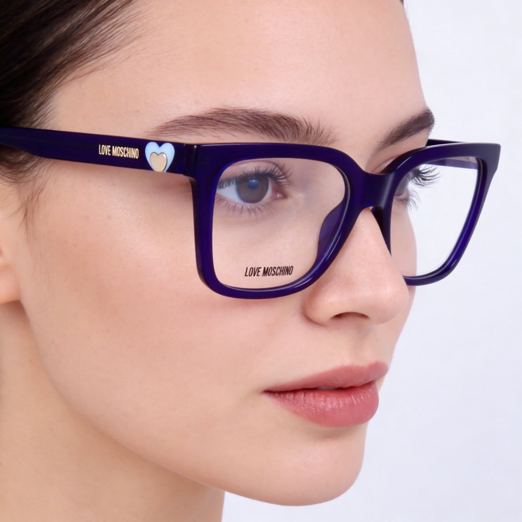 Love Moschino Modern Women's Eyewear in Blue Acetate, Non-polarised Polycarbonate Lenses, 52mm, Photo 3