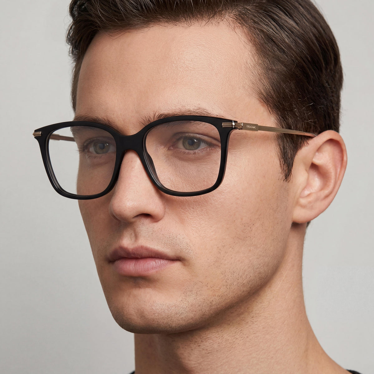 Salvatore Ferragamo Sf2992 Men's Black Acetate Frame with Black Polycarbonate Lenses Optical Eyeglasses 53mm, Photo 3