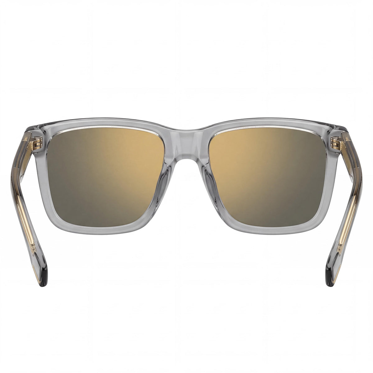 BOSS Classic Men's Transparent Grey Acetate Frame Sunglasses with Green Gold Mirror Lenses 55mm, Photo 2