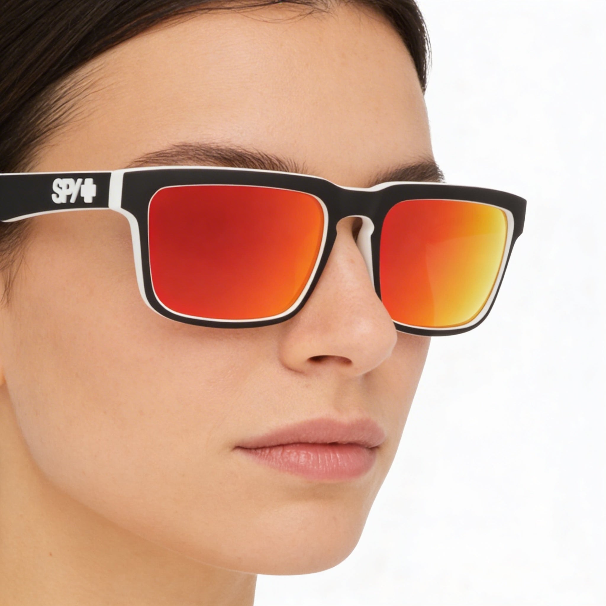 Spy Modern Women's Sunglasses, Whitewall Plastic, Happy Gray Green with Red Spectra Mirror Polycarbonate Lenses, 100% UV, 57mm, Photo 3