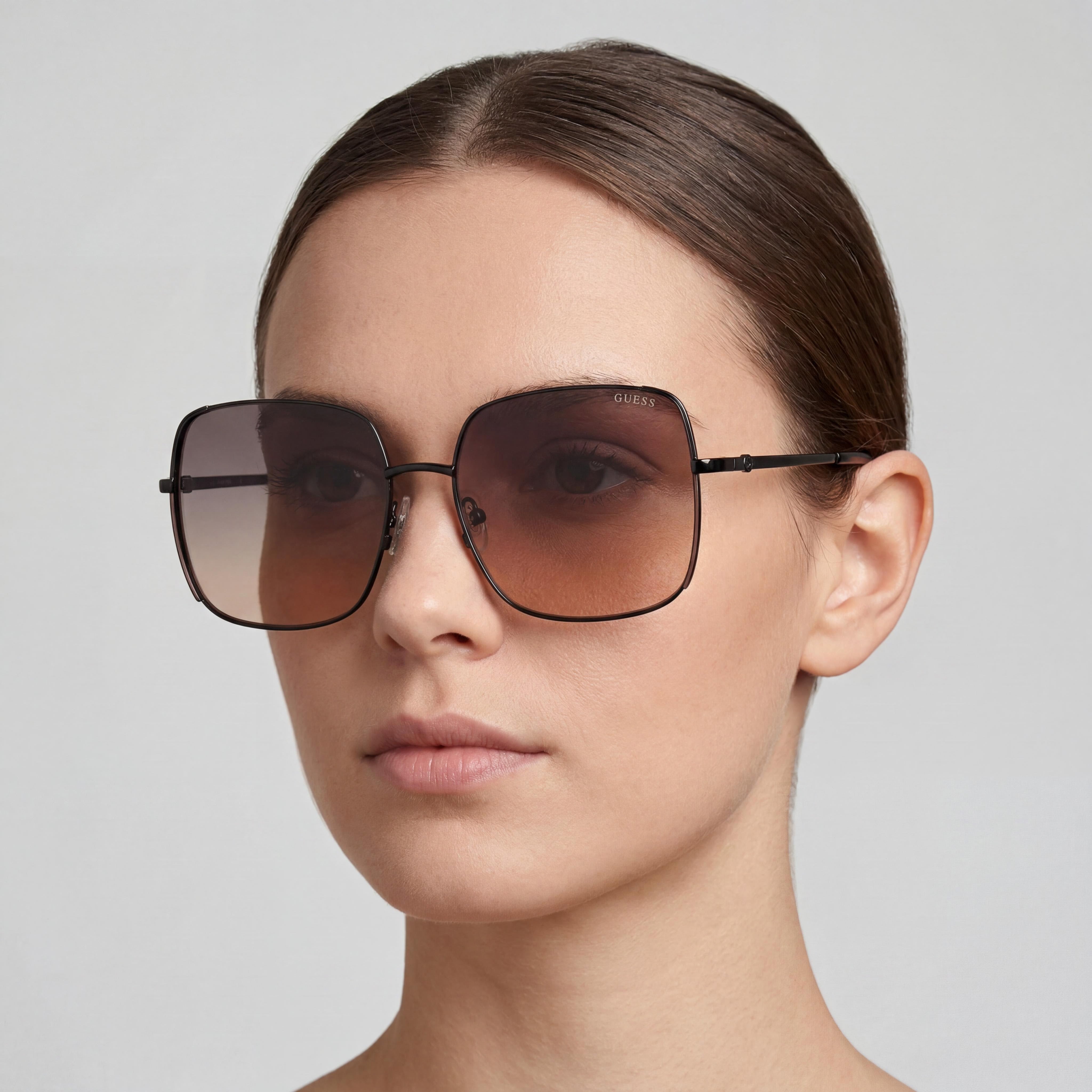 GUESS GU00194 Women's Shiny Black Acetate Black Lens Non-Polarized Sunglasses 100% UVA & UVB Protection 58mm, Photo 4