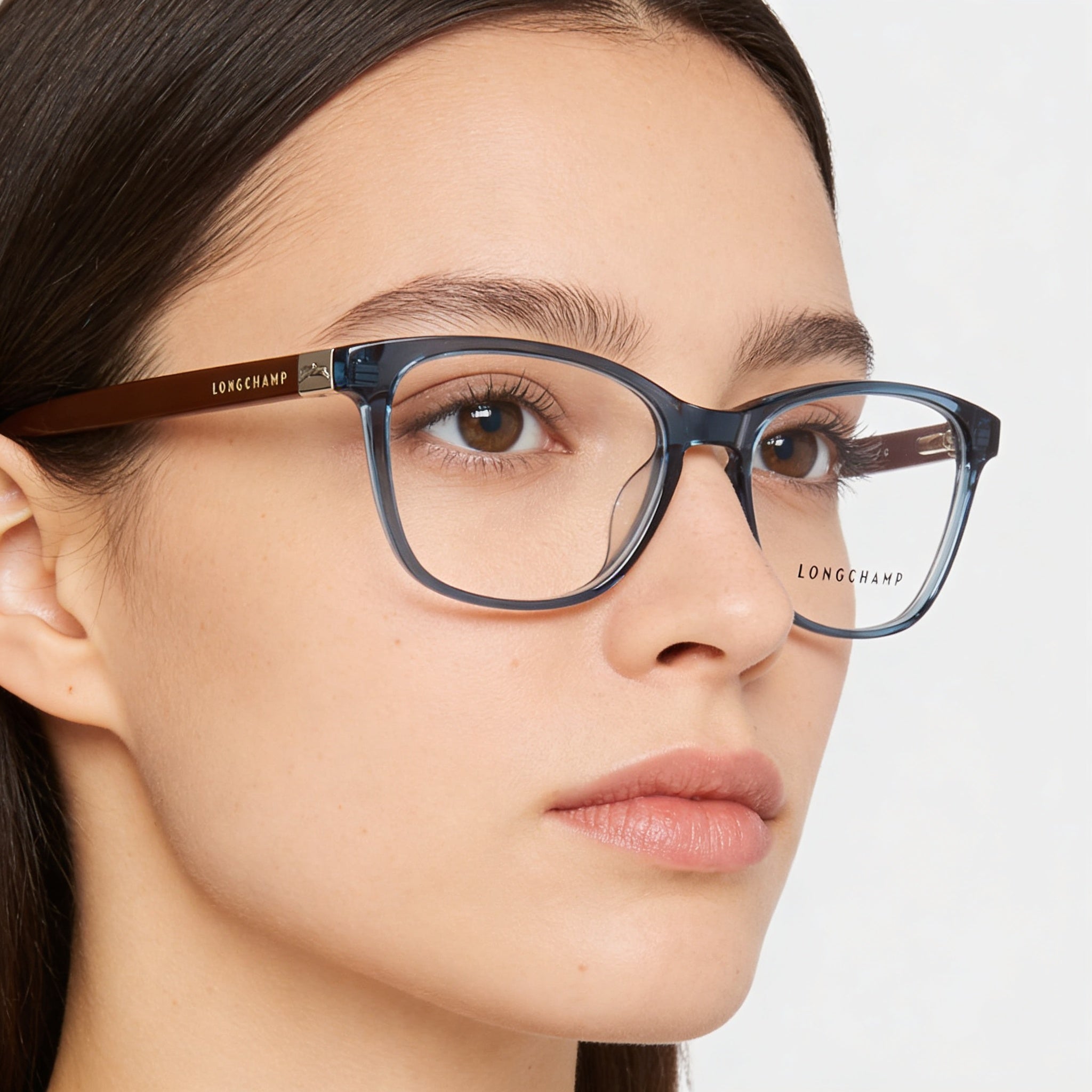 Longchamp LO2647 Women's Full Rim Rectangular Plastic Frame Eyeglasses Petrol Brick Brown Gold Logo 51mm, Photo 5