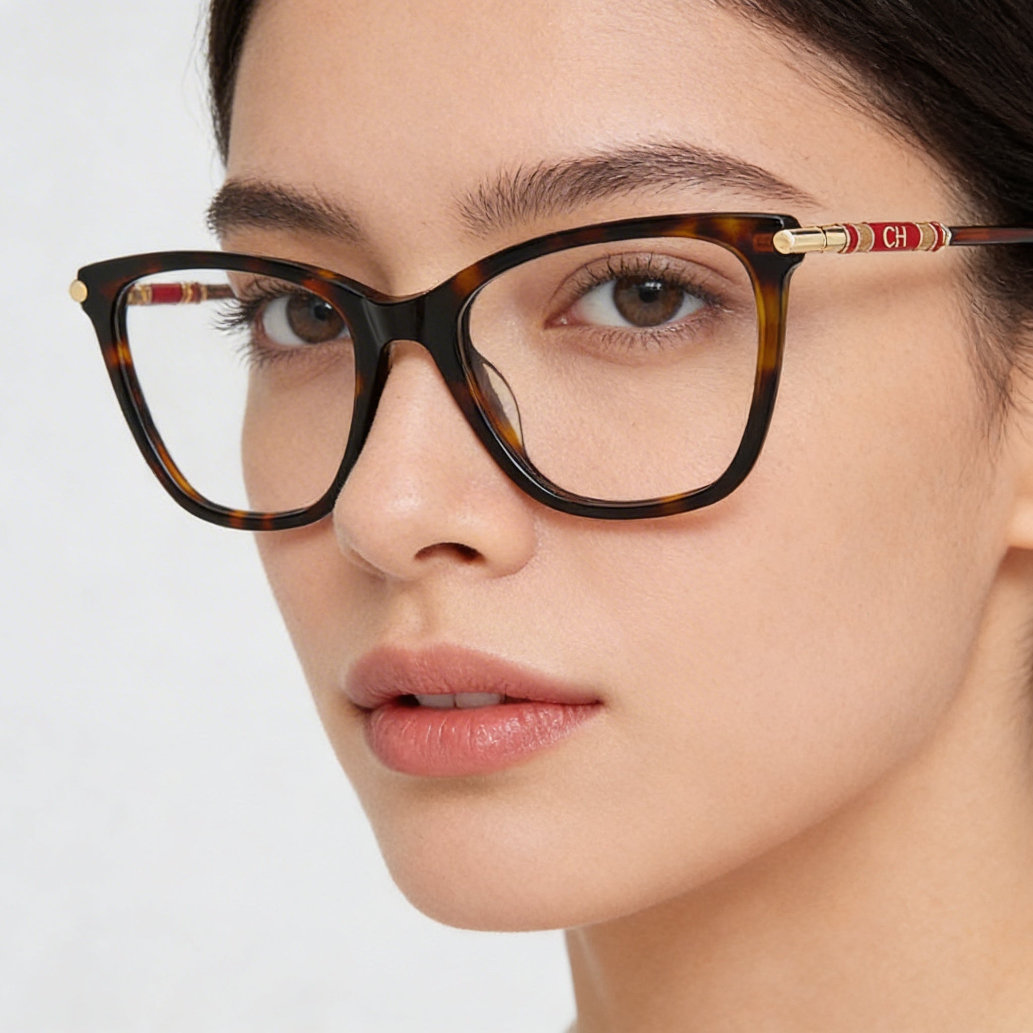 Gafas Carolina Herrera Ch 0028 de mujer, montura completa, ojo de gato, plástico, color habana con lentes habana de 53mm, Photo 3