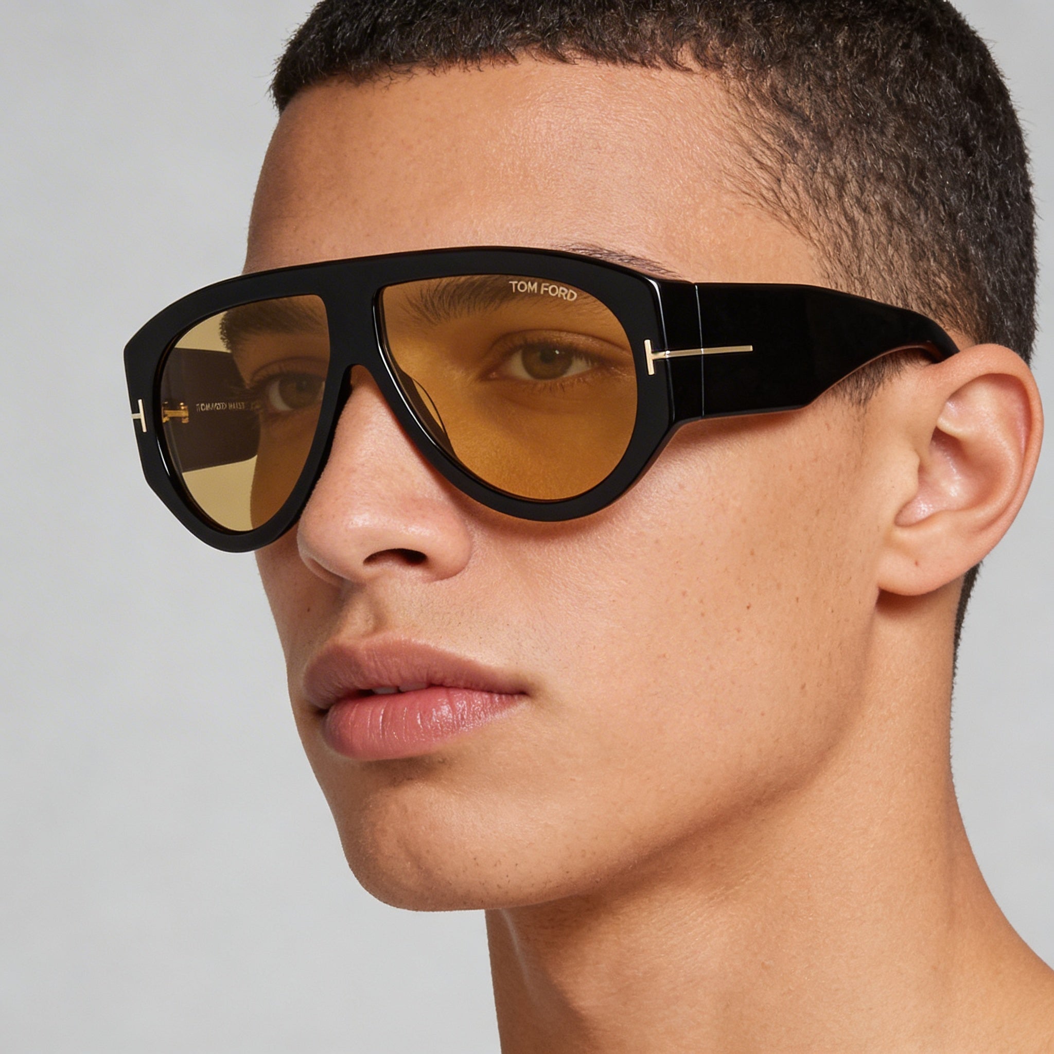 Tom Ford Bronson Unisex Shiny Black Brown Pantographed Plastic Dark Brown Non-Polarized UV Protection Sunglasses 60mm, Photo 3