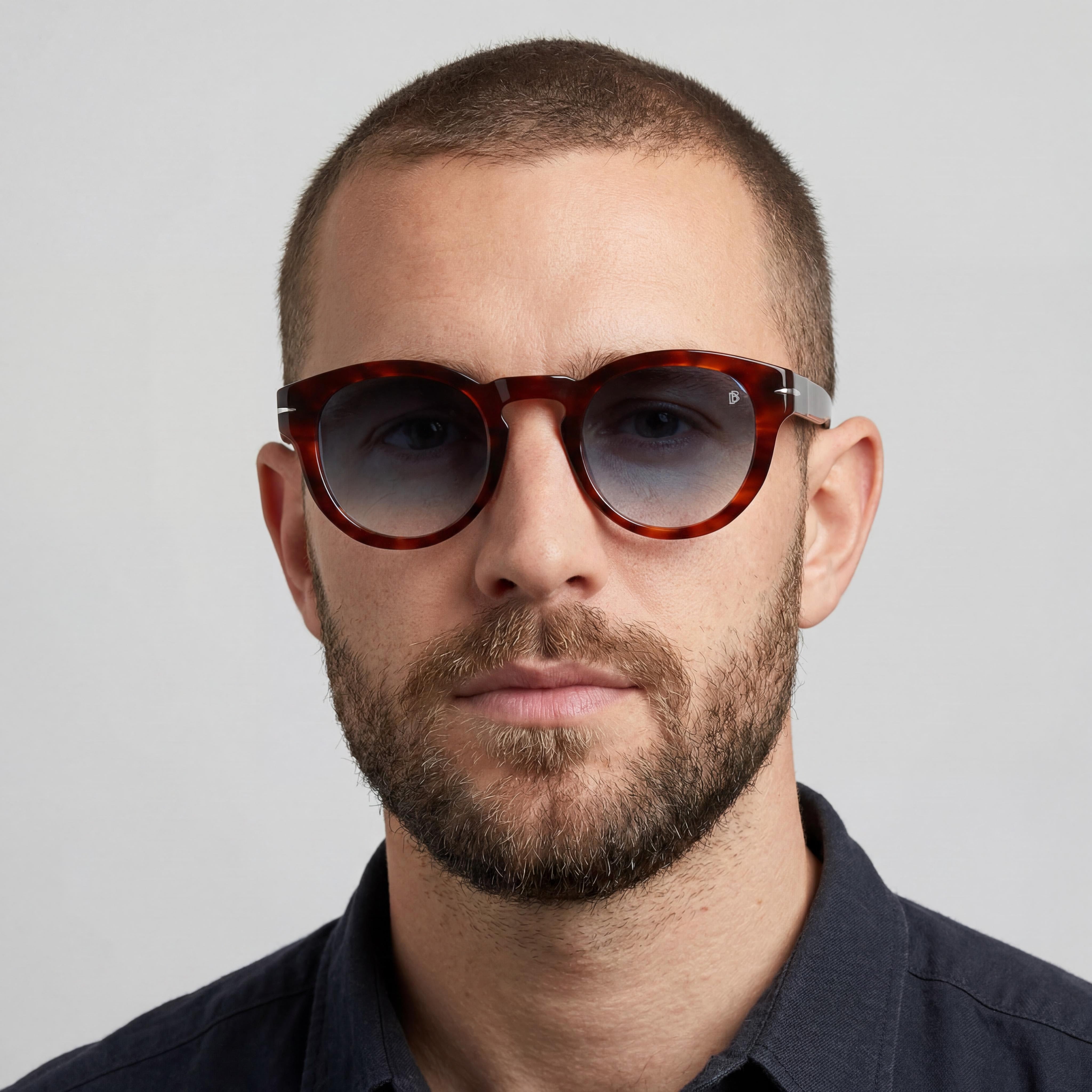 Gafas de sol David Beckham PANTHOS Tea Cup de protección UV para hombre, acetato de La Habana a rayas marrones, aptas para casco de moto, 48 mm, Photo 4