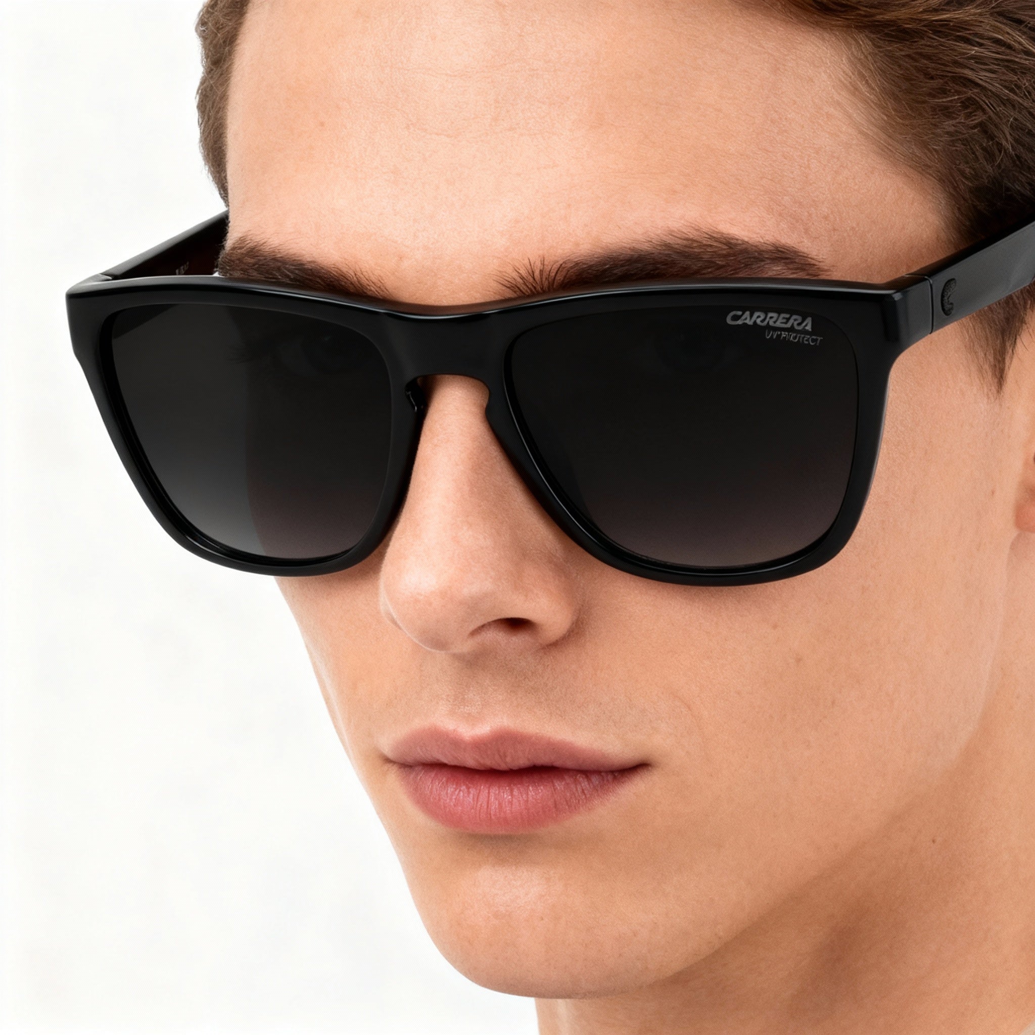 Carrera 8058/S Classic Unisex Sunglasses, Black Injection Propionate Frame, Dark Grey Shaded Non-Polarized Lenses, UV Protected 56mm, Photo 5