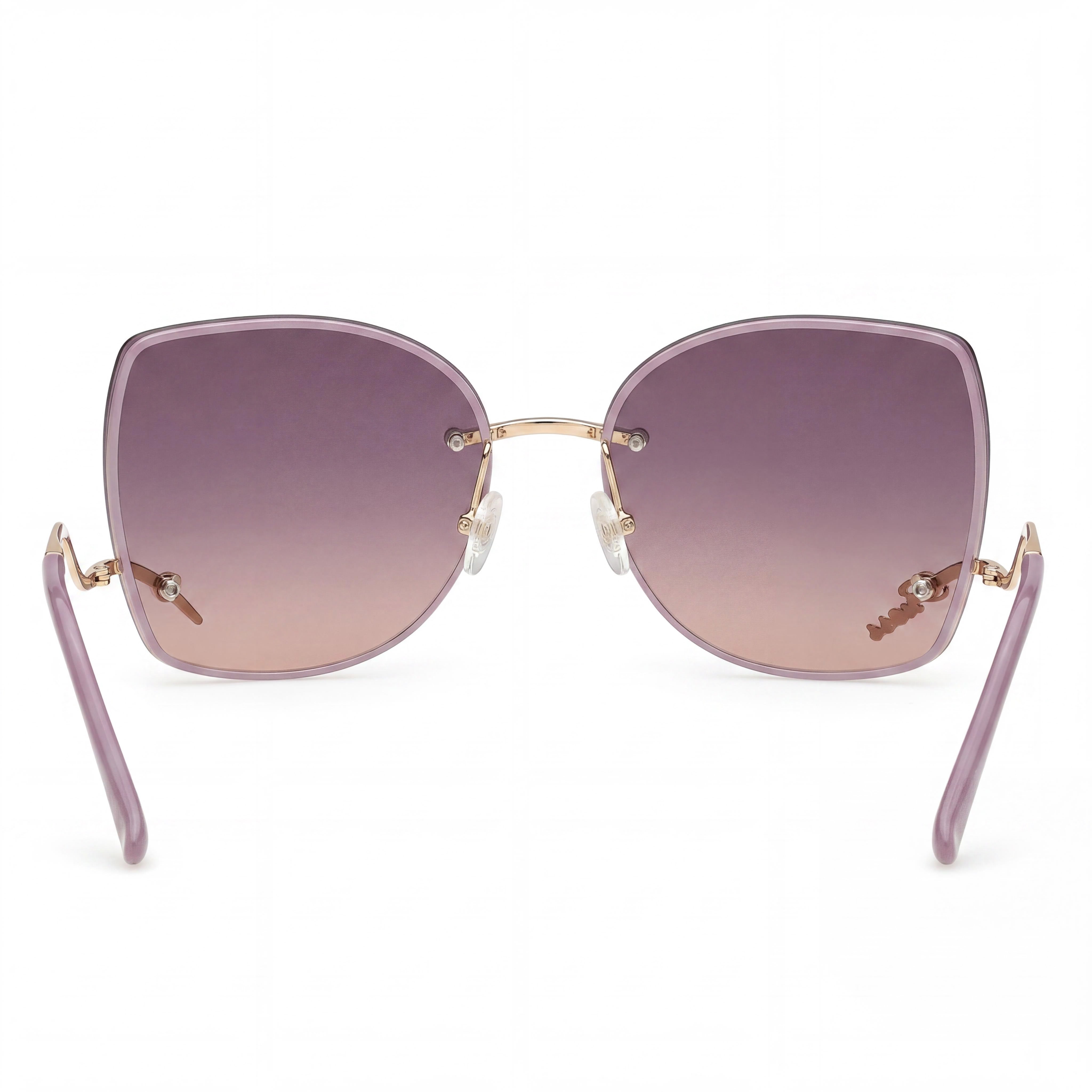 GUESS Raelynn Square Rimless Women's Gold Pink Frame Gradient Gold Mirror Purple Lens Sunglasses 60mm, Photo 4