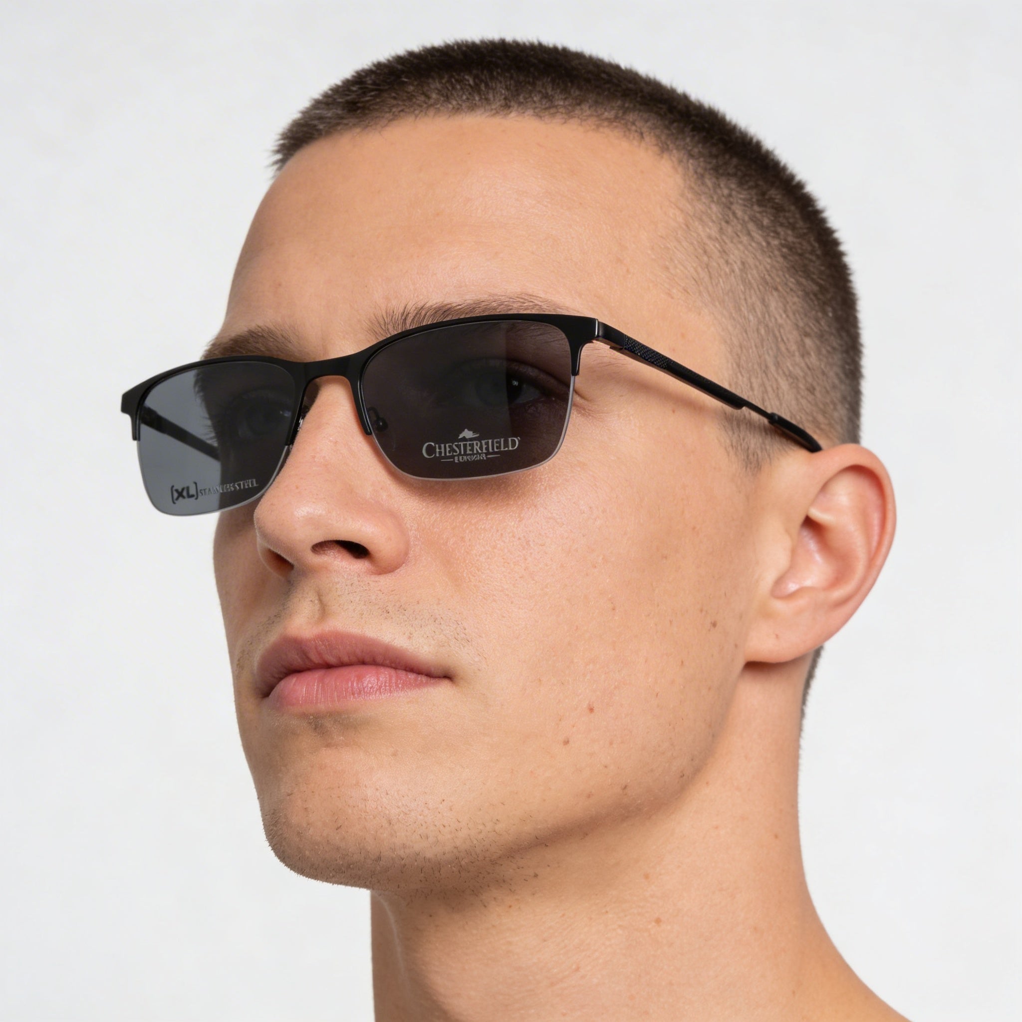 Chesterfield Ch 108xl Men's Black Metal Frame Eyewear with Clear Polycarbonate Lenses 58-19-150, Photo 5