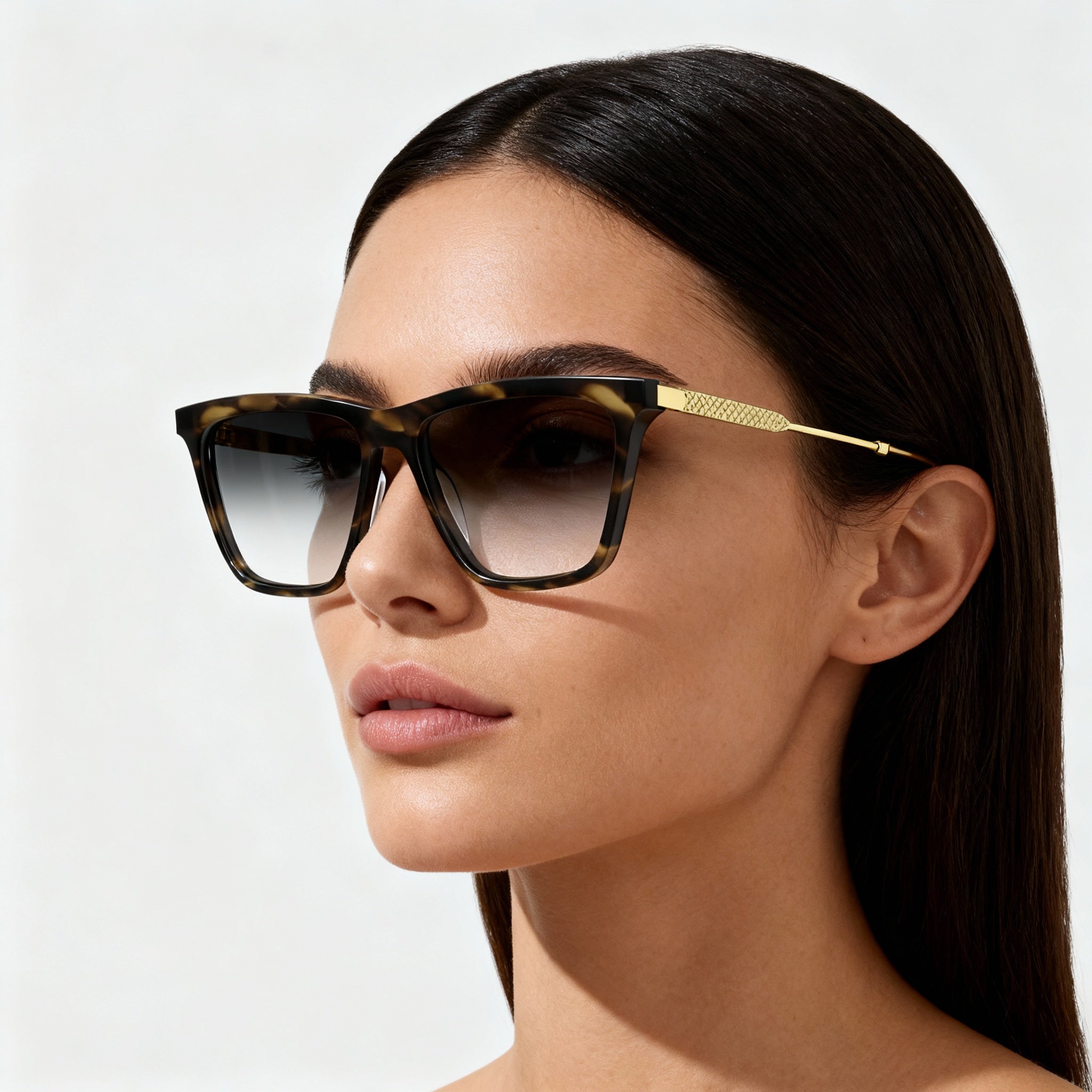 Victoria Beckham Modern VB2663 Women’s Acetate Frame Non-polarised Eyewear, Striped Khaki Havana, 54mm, Photo 3