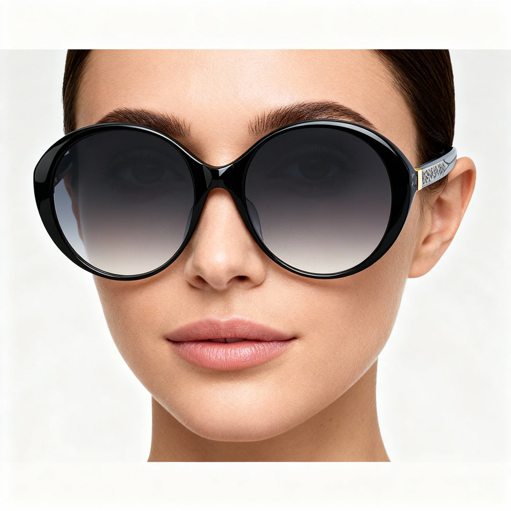 Gafas de sol redondas ODETTA de Kate Spade New York para mujer, de acetato negro con lentes grises degradadas, 100 % protección UV, 58-19-140