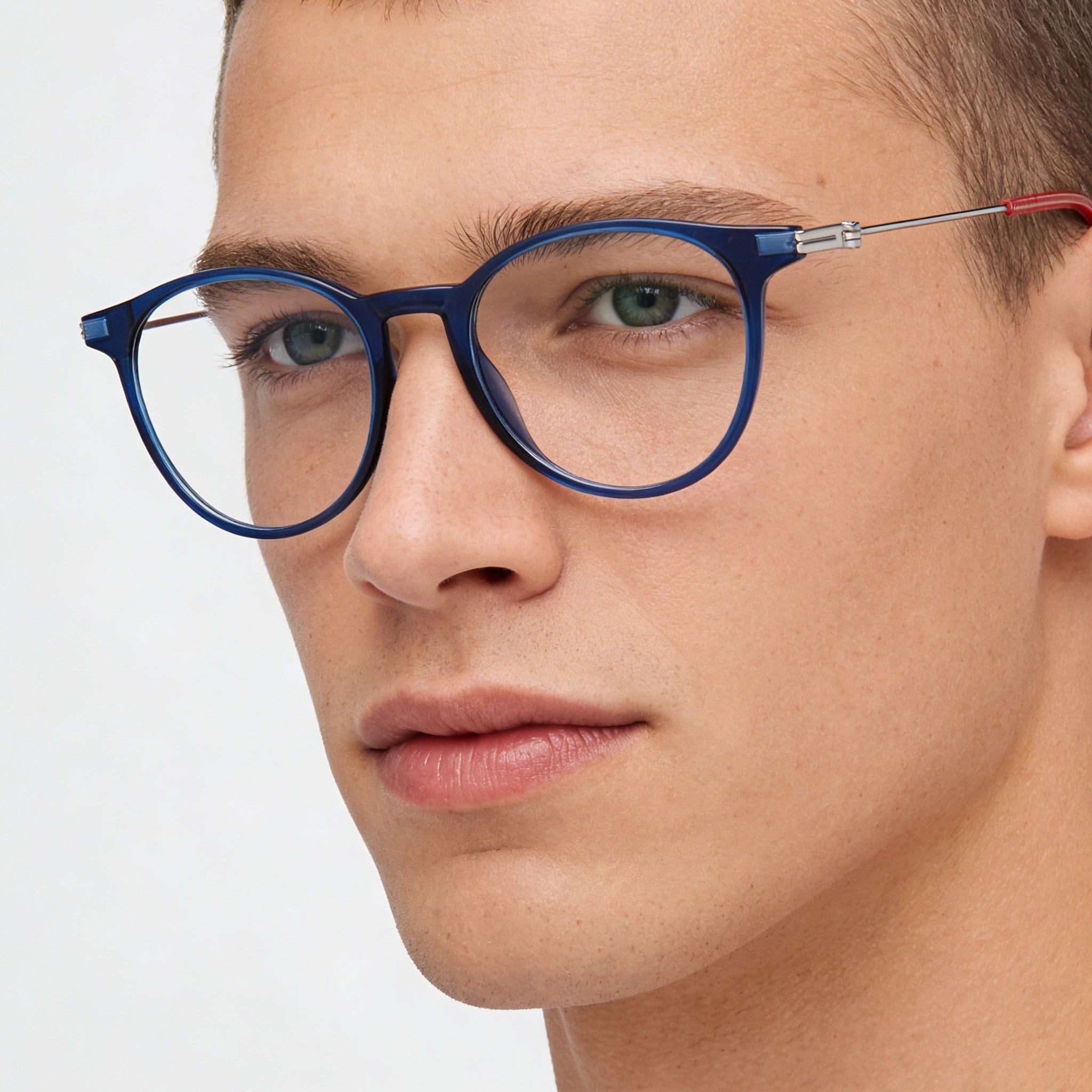 Tommy Hilfiger Modern Men's Eyeglasses with Injected Frame and Polycarbonate Non-polarised Blue Lenses 49mm, Photo 5