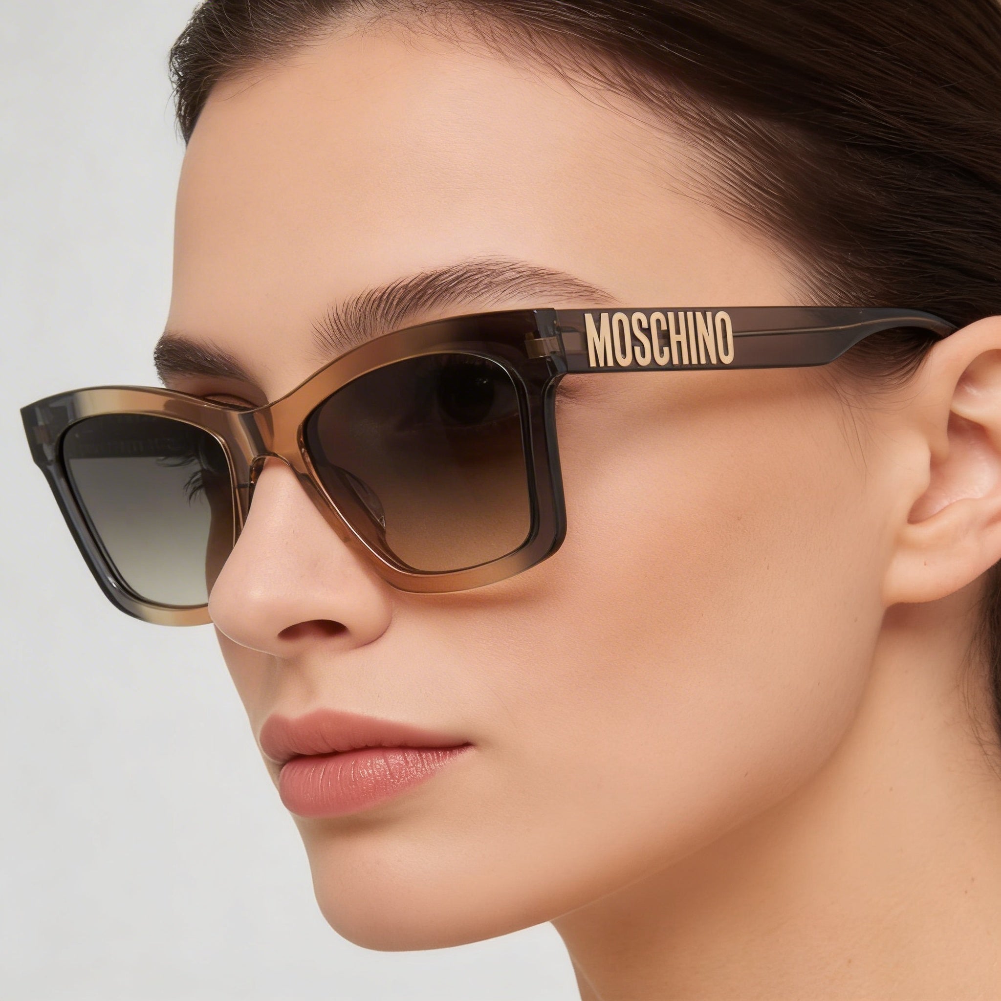 Moschino Modern Women's Grey Ochre High-Quality Acetate Lightweight UV Protected Eyewear, 54mm Lens Width, Photo 4