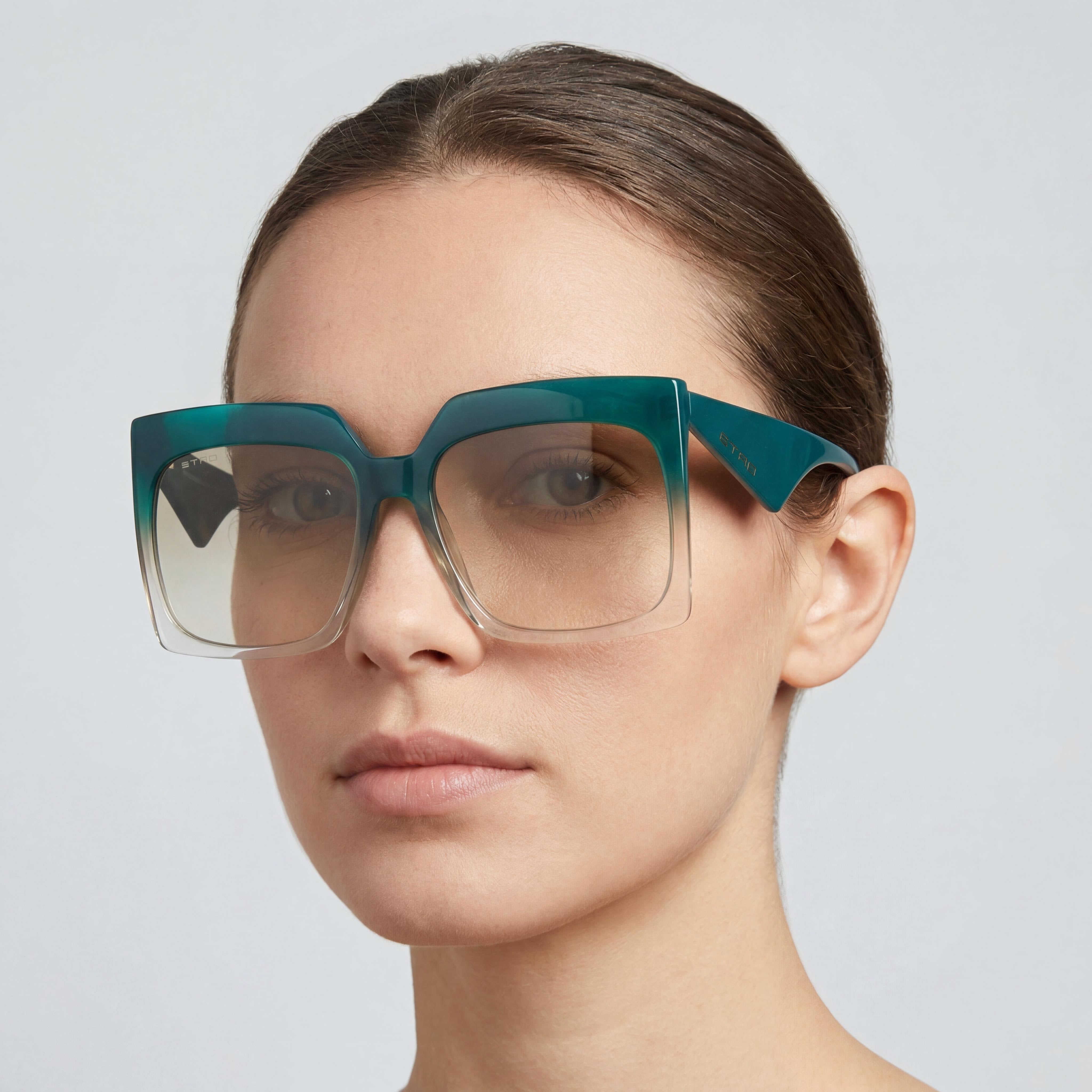 Etro Casual Style Women's Khaki Green Acetate Non-Polarized Polycarbonate Sunglasses 60mm Lens, Photo 4