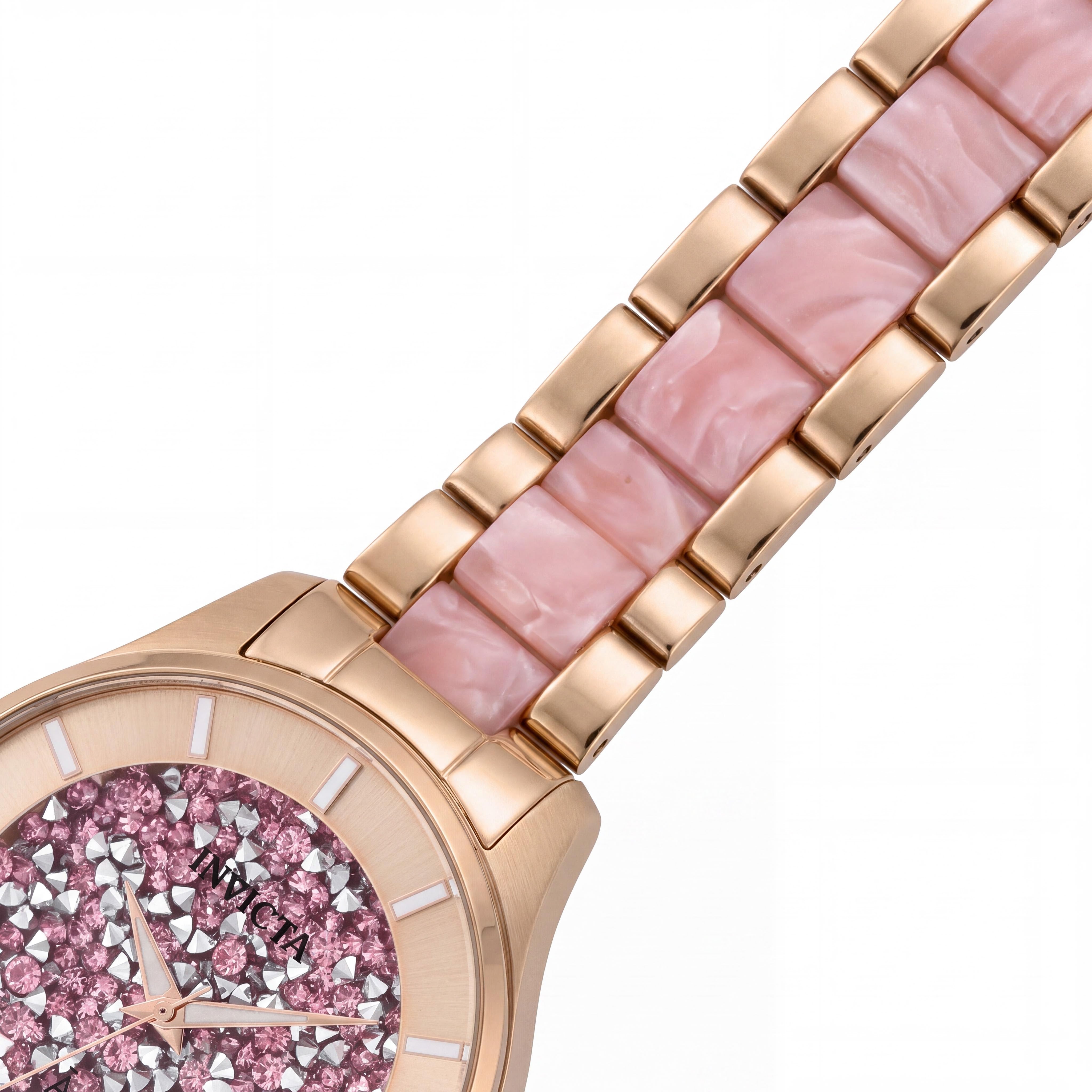 Invicta Reloj de cuarzo para mujer Angel Collection, acero inoxidable rosa en tono oro rosa, resistente al agua, 40 mm, Photo 3
