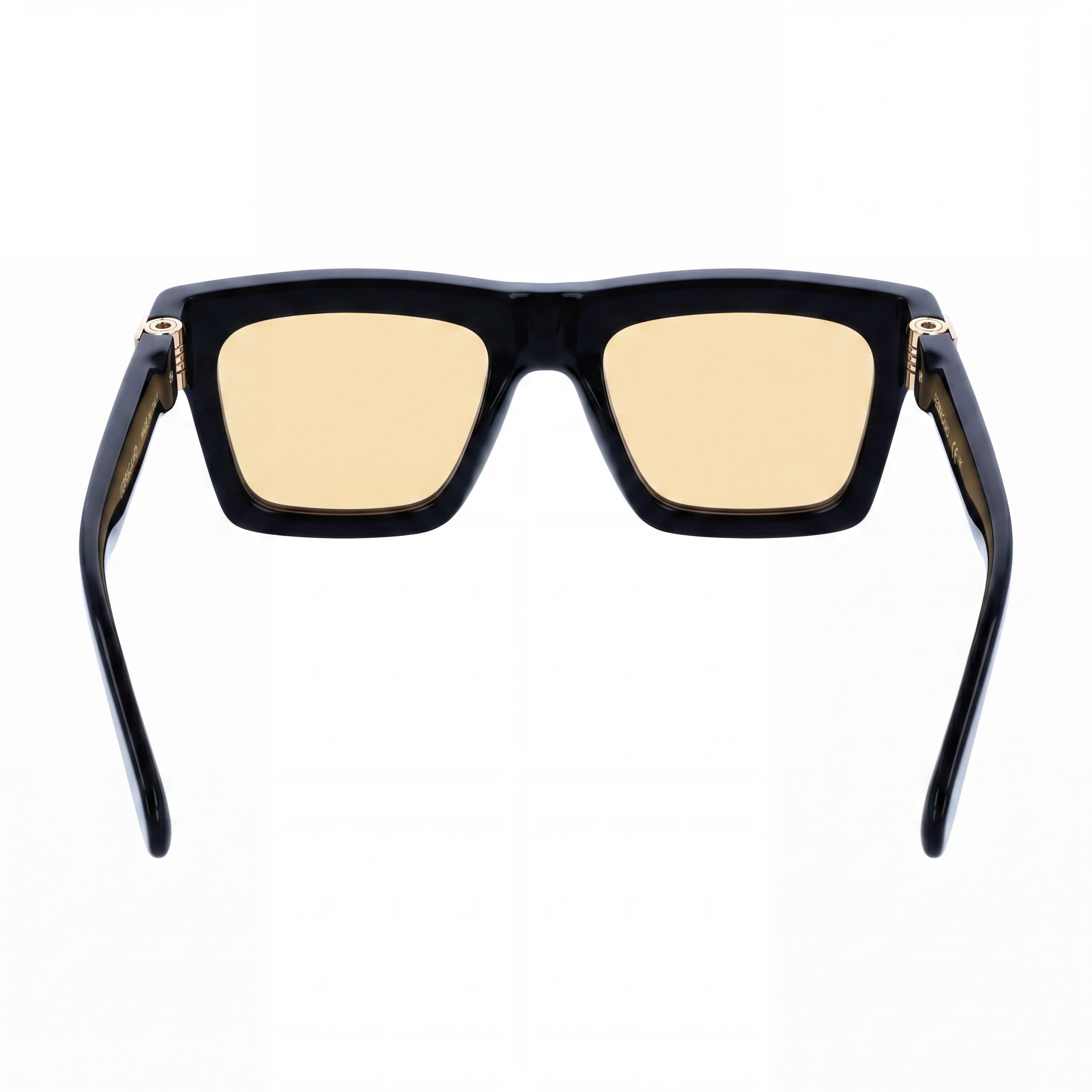 Ferragamo Modern Men's Acetate Frame Sunglasses in Black Gold with UV 400 Protection, 54mm Lens Width, Photo 4