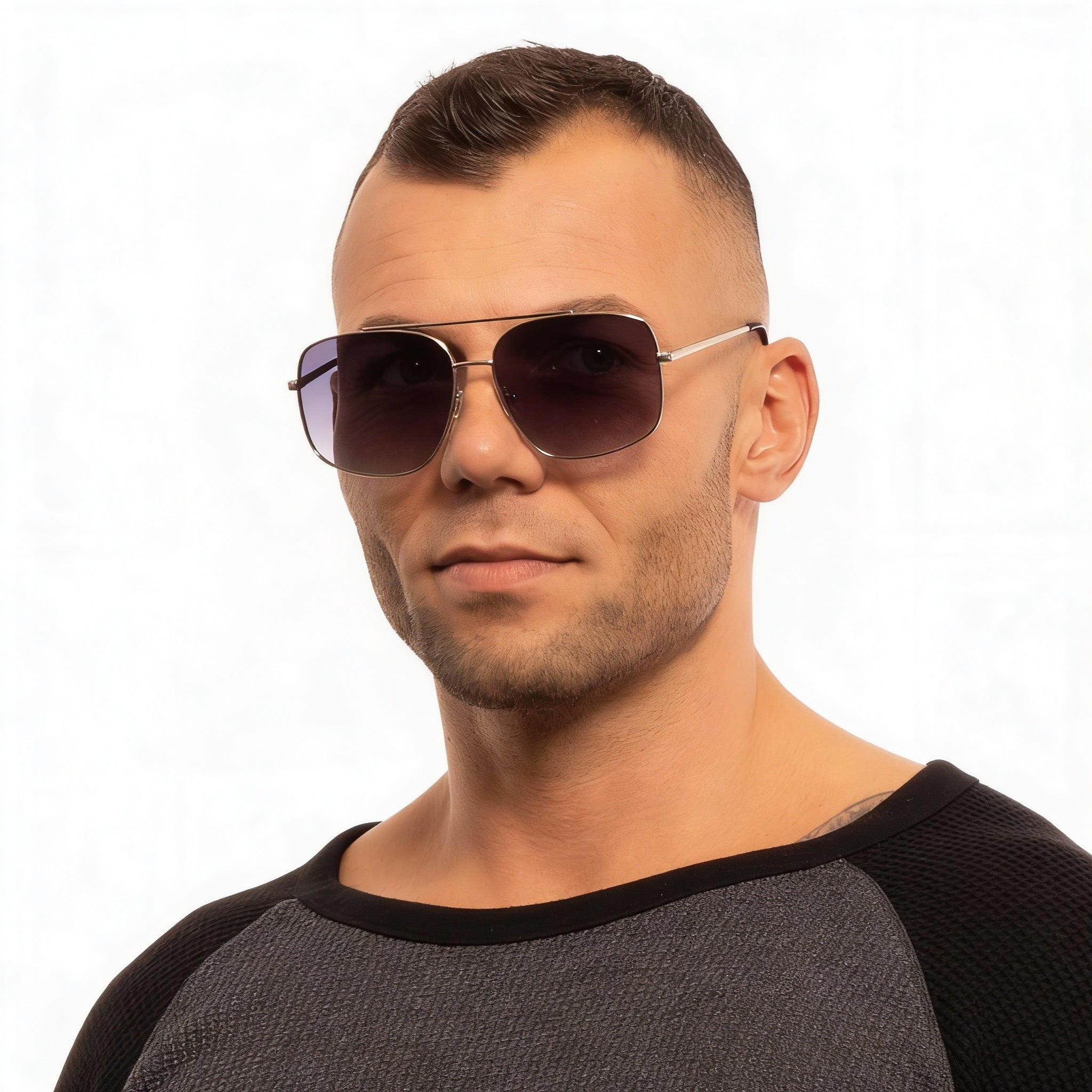 GUESS Classic Men's Silver Plastic Frame Sunglasses with Silver Lenses, UV Protected, 60-14-145, Photo 4